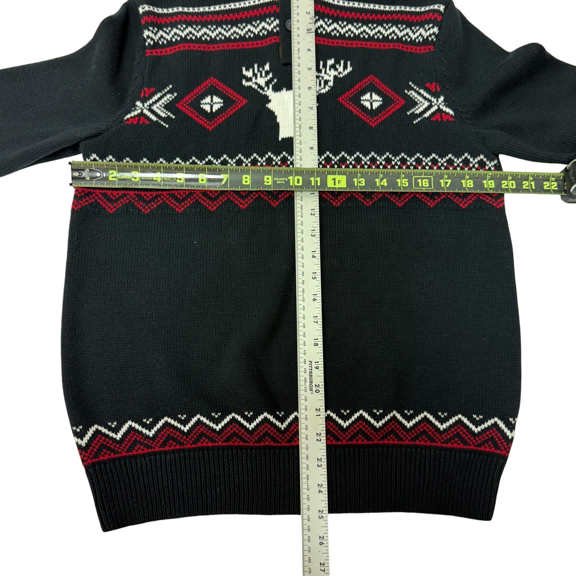 Chaps Black 1/4 Btn Pullover MOCK Neck NORDIC Deer Hunting Sweater Size US S / EU 44-46 / 1 - 7 Thumbnail