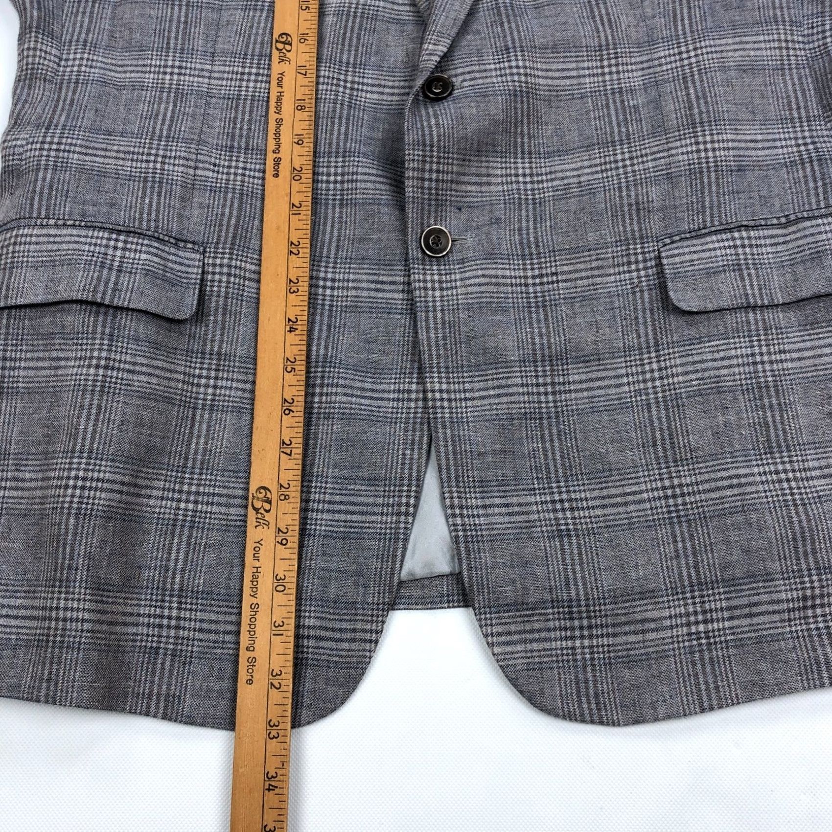 Jos. A. Bank Jos A Bank Blazer Single-Breasted 2-Button Linen Gray Glen Check 44 Regular Men Suit Jacket Sport Coat Size 44R - 5 Thumbnail