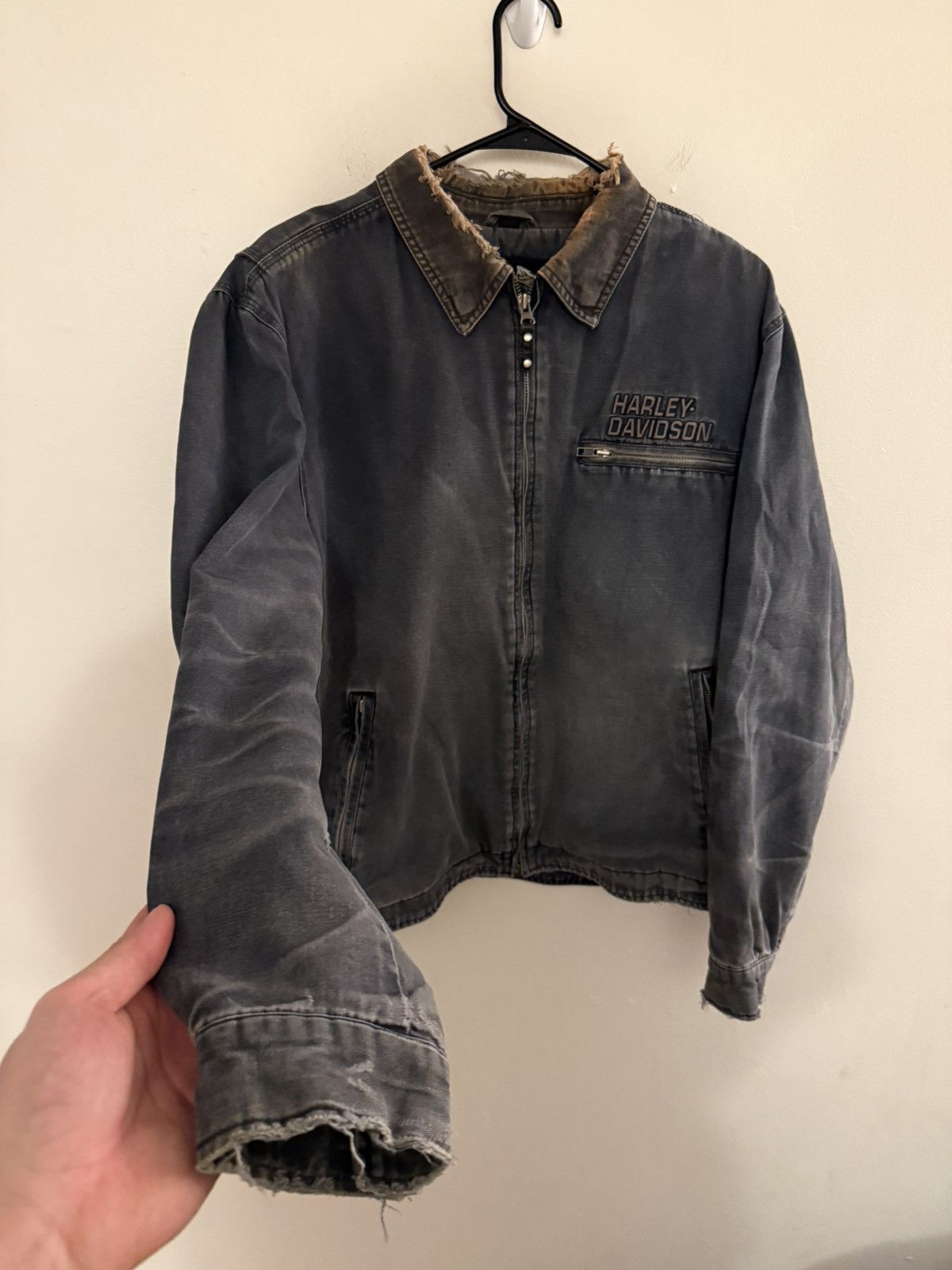 Harley Davidson Vintage 90's Harley Davidson Faded Thrashed Detroit Jacket Size US L / EU 52-54 / 3 - 2 Thumbnail