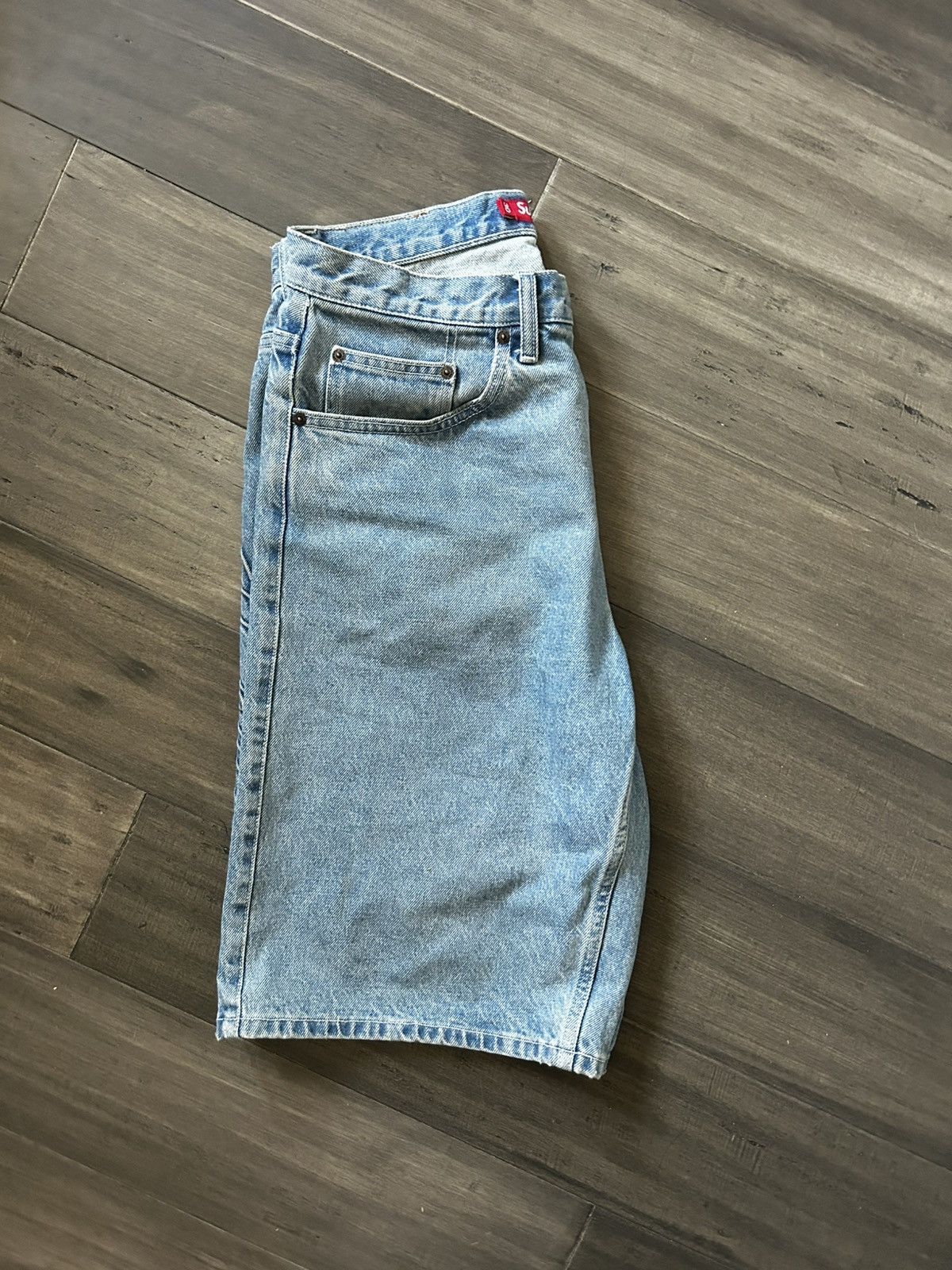 Script Baggy Denim Shorts