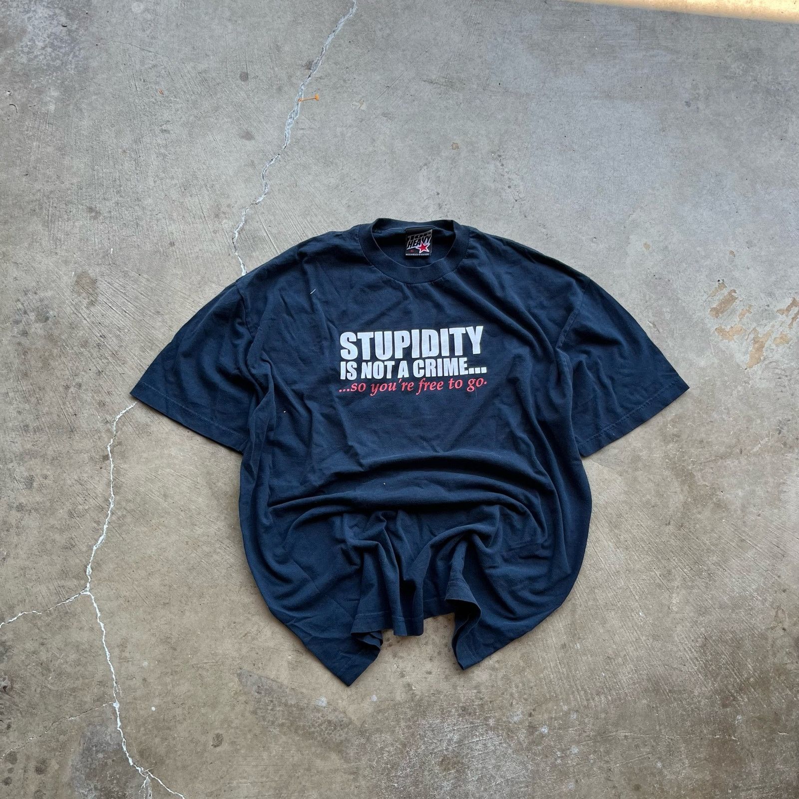 Vintage vintage top heavy y2k stupidity parody script tee shirt XL Size US XL / EU 56 / 4 - 2 Thumbnail