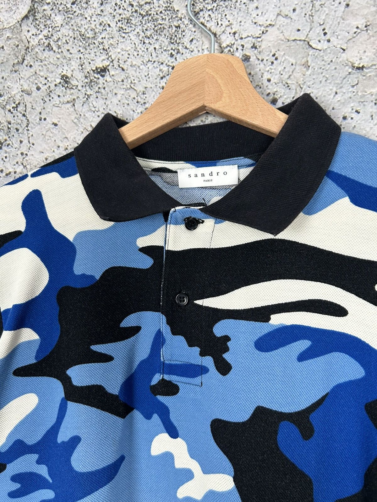 Sandro Sandro Paris Camo Polo Shirt Designer Streetwear Vintage Size US S / EU 44-46 / 1 - 3 Thumbnail