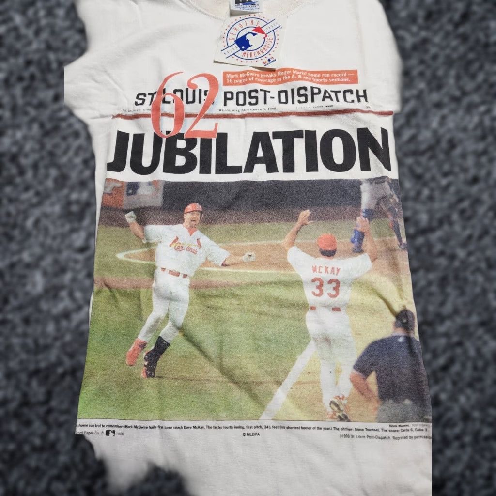 Vintage VINTAGE Royal Avalon Men's XL Baseball T-Shirt 1990s St. Louis Cardinals Mark McGwire White Size US XL / EU 56 / 4 - 1 Thumbnail