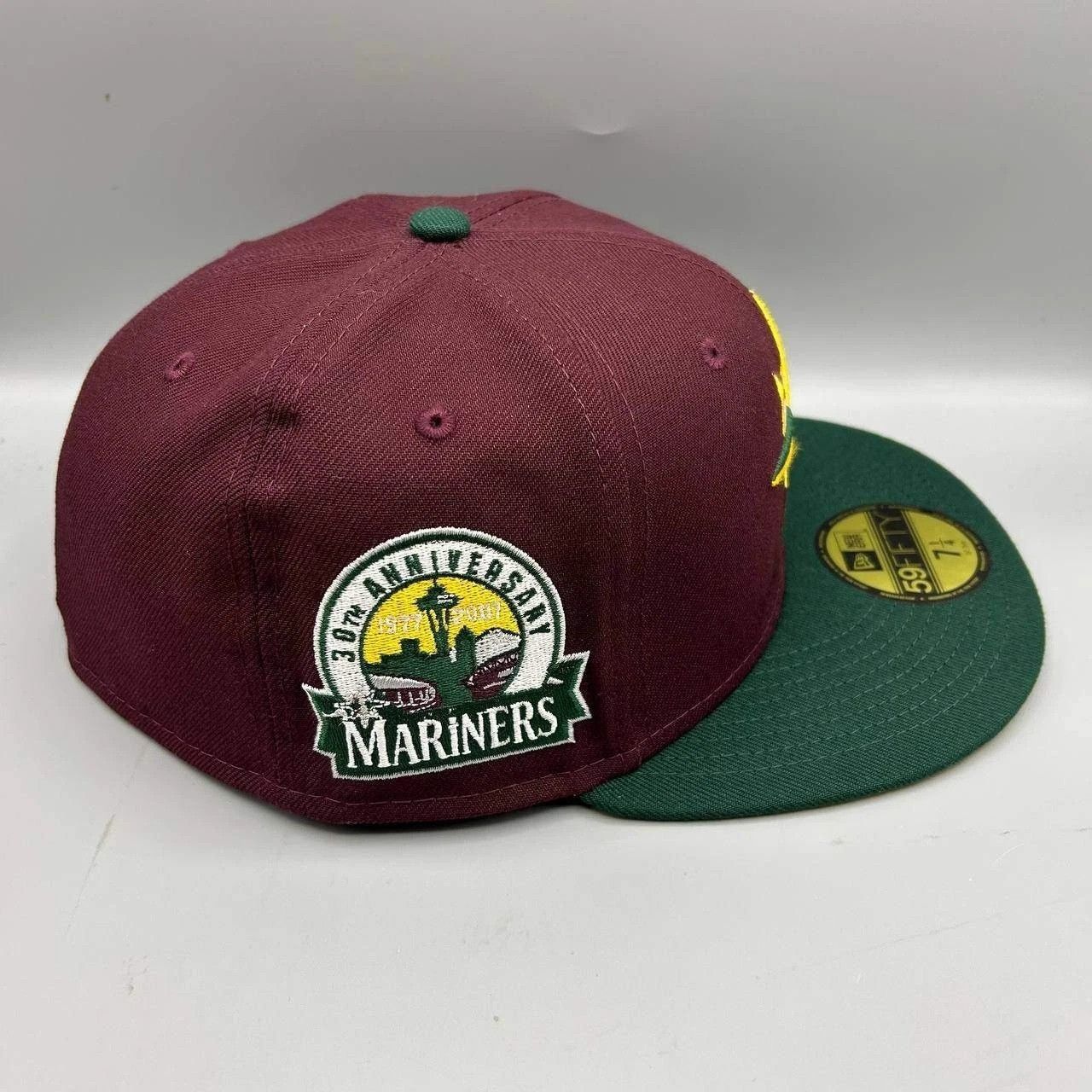 New Era Seattle Mariners Hat Men 7 1/4 Red Green MLB Fitted Cap New Size ONE SIZE - 6 Thumbnail