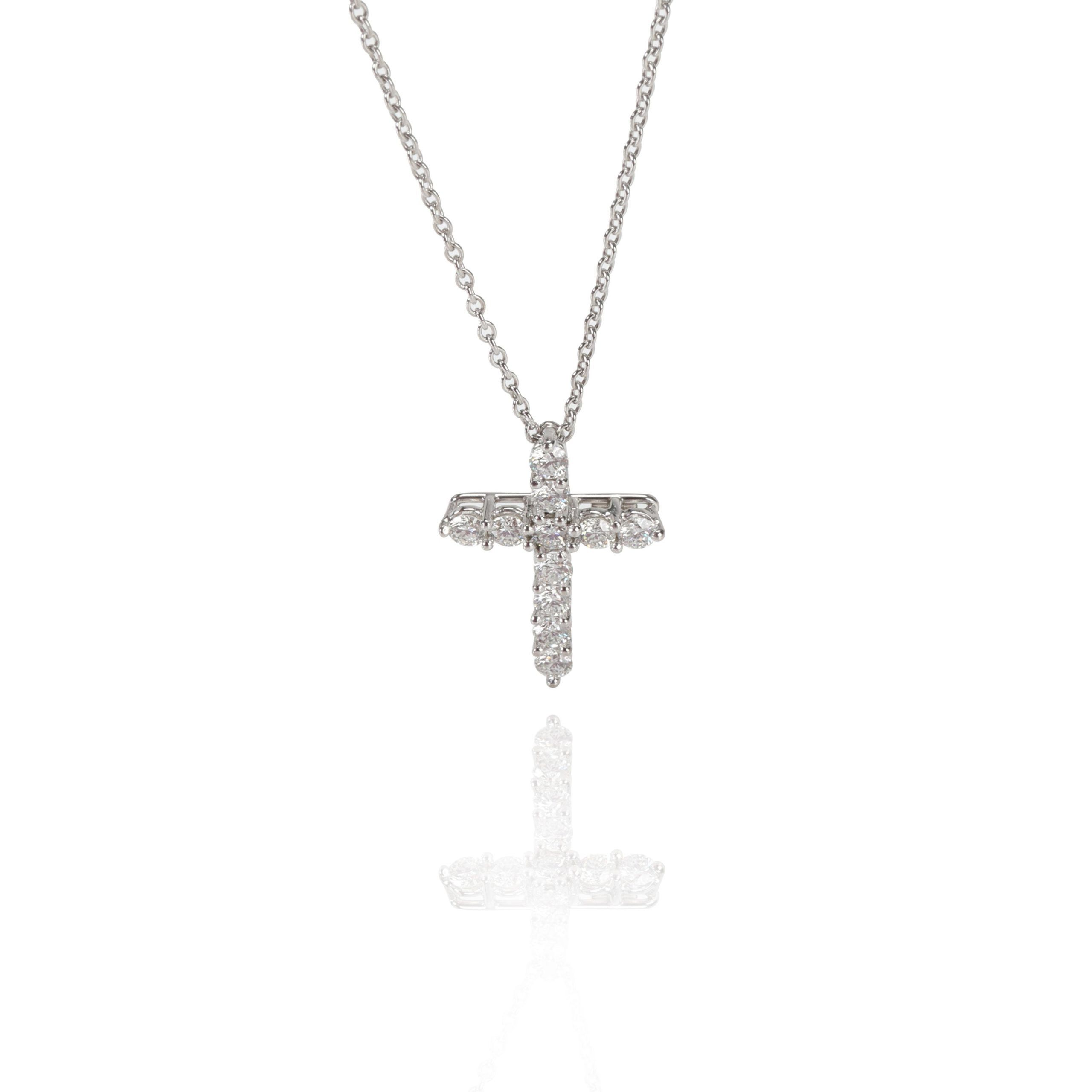 image of Tiffany Co Tiffany & Co. Diamond Cross Pendant In Platinum 0.42 Ctw in Silver, Women's