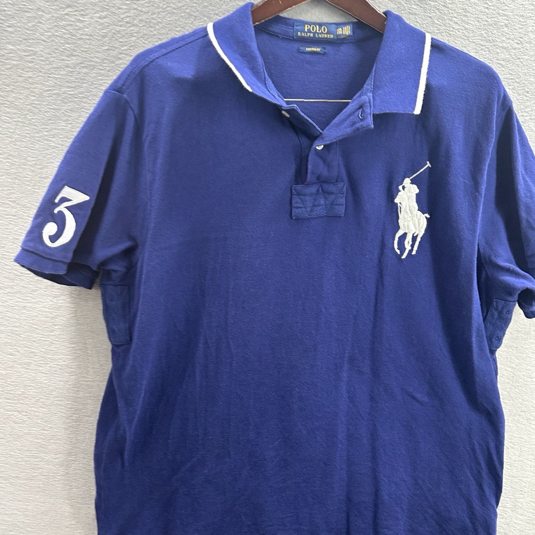 Polo Ralph Lauren Polo Ralph Lauren Polo Shirt Mens XXL Blue Big Pony #3 Rugby Short Sleeve Pique Size US XXL / EU 58 / 5 - 5 Thumbnail