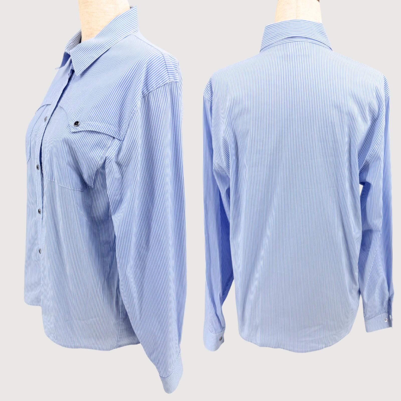 Other Merci Italia Western Snap Button Down Shirt Blue Stripe S Size S / US 4 / IT 40 - 3 Thumbnail