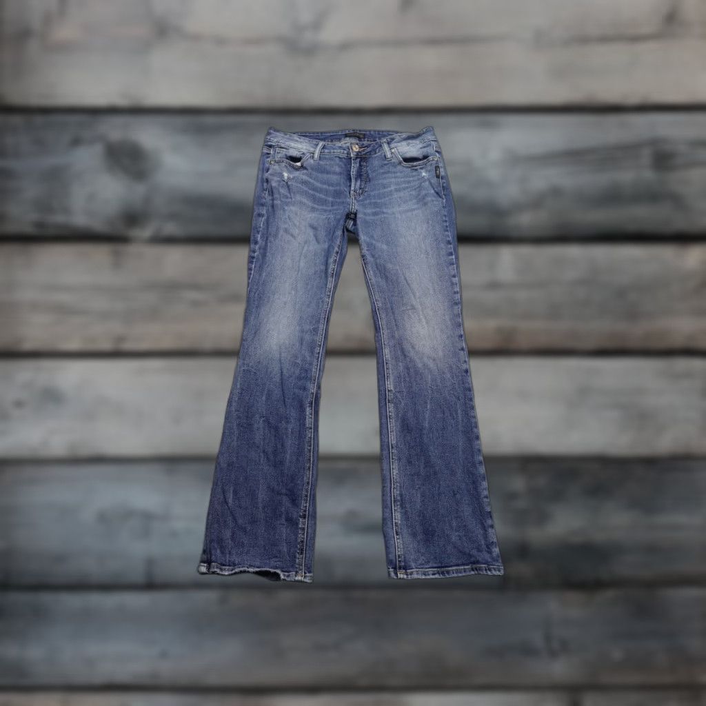 Silver Jeans Co. Silver Jeans Jeans Bootcut Women 32x30 Blue Light Wash Stretch Slim 5-Pocket Denim Steel Rhinestone Button Modern Cowboy Western Size ONE SIZE - 1 Thumbnail