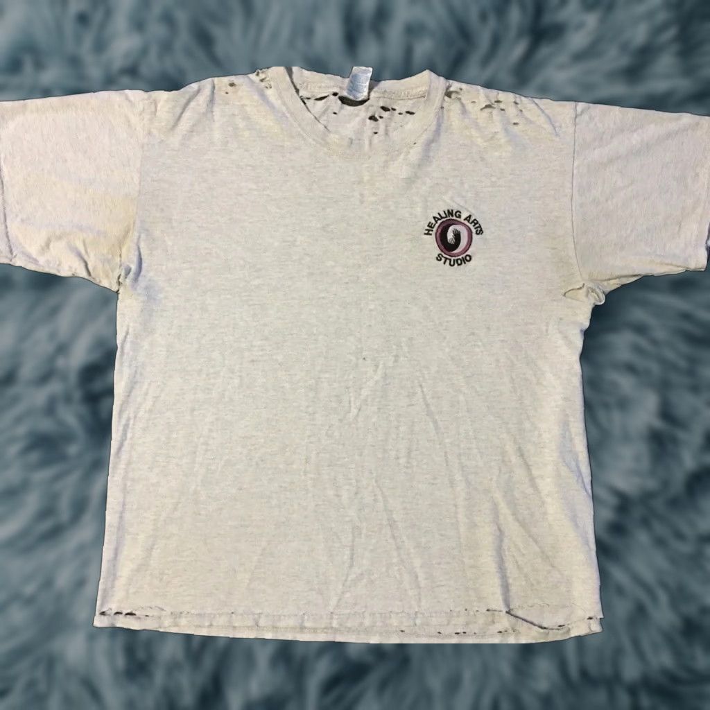 Vintage VINTAGE Healing Arts Shirt XL Gray Grunge Punk 90s Destroyed Thrashed Faded Shirt Mens Size US XL / EU 56 / 4 - 1 Thumbnail