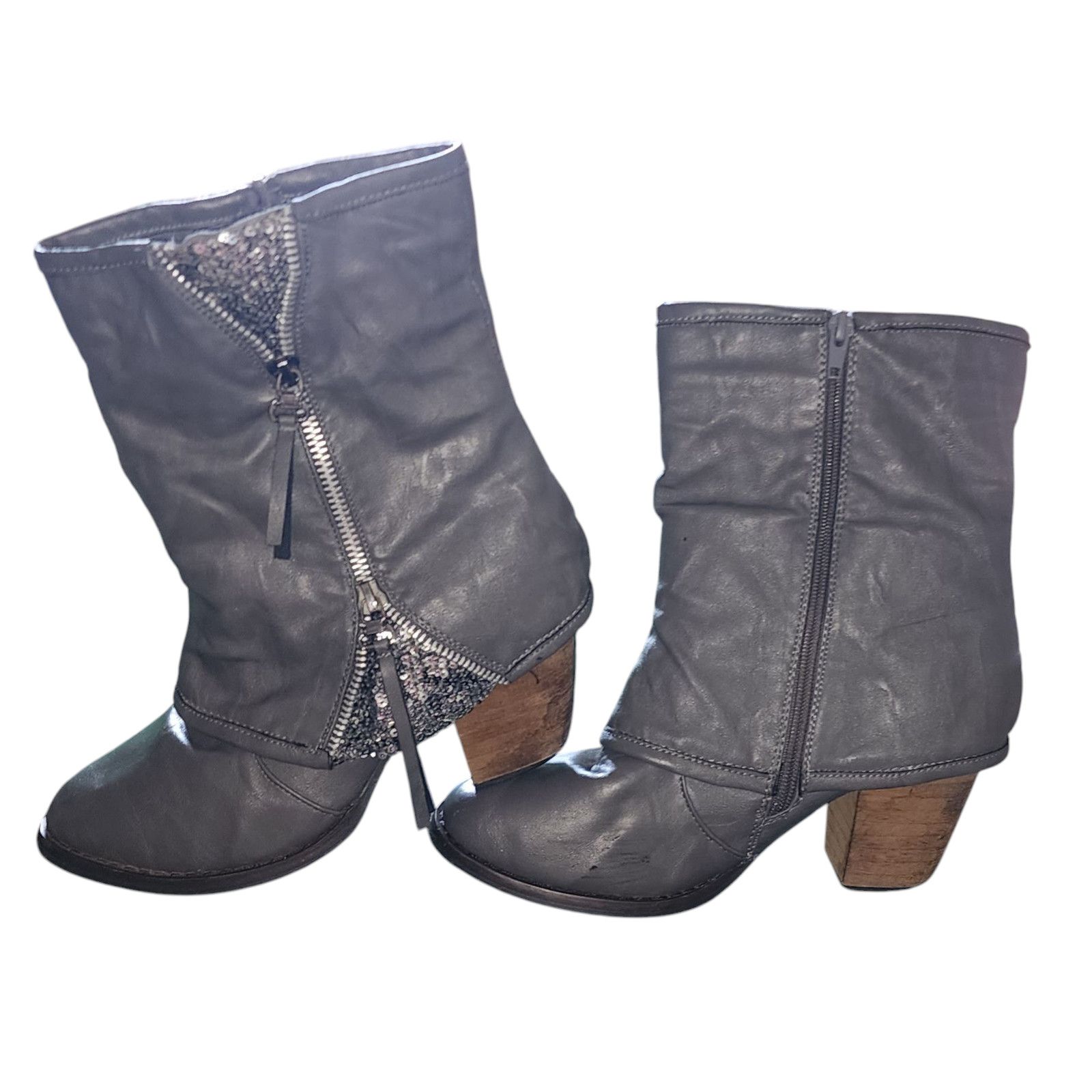 Other Vanity Lisa gray faux leather sequence ankle boots size 6.5 Size US 6.5 / IT 36.5 - 4 Thumbnail