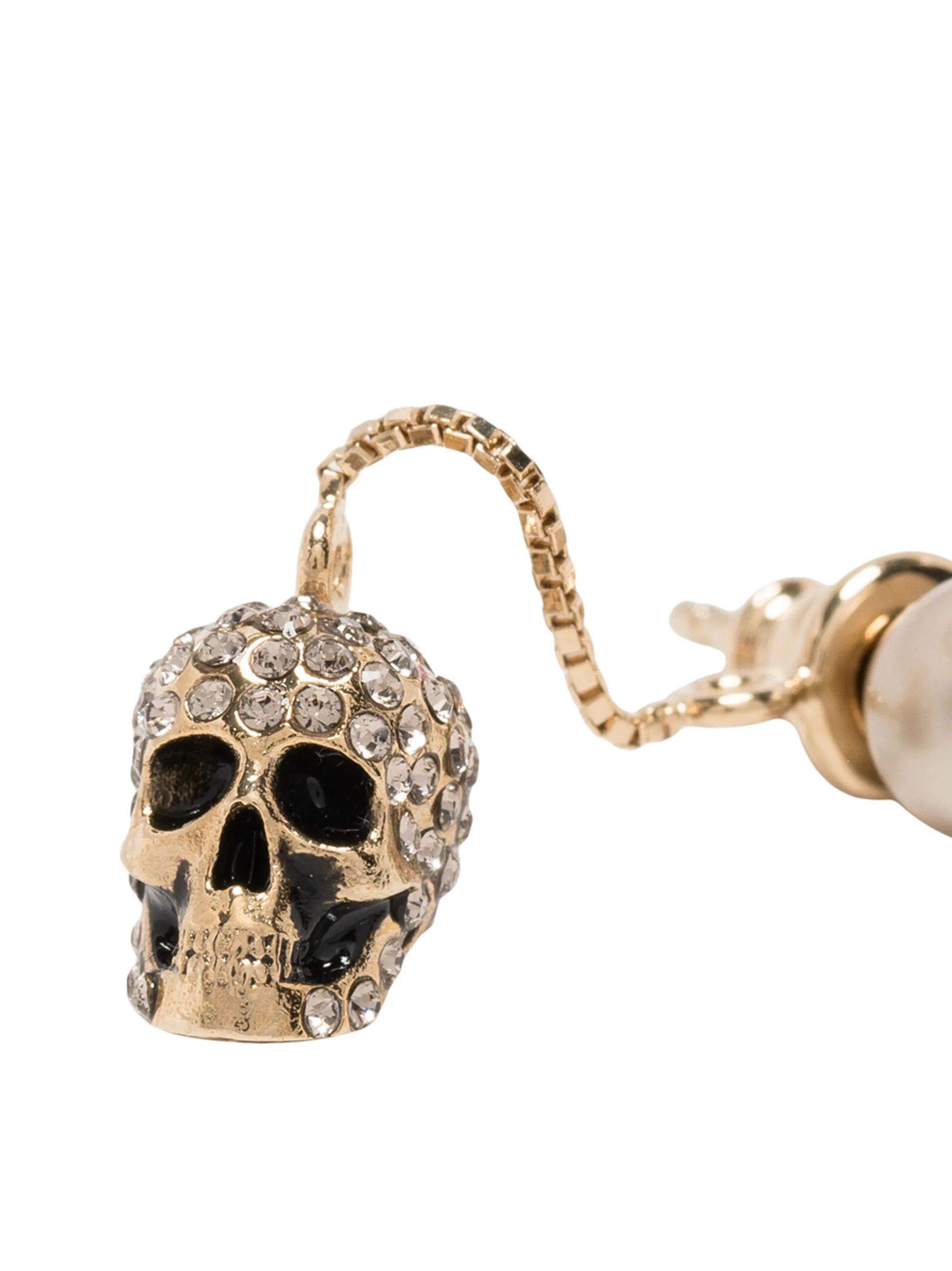 Alexander McQueen o1s22i1n1024 Size: OS / Pave Skull Earrings in Gold Size ONE SIZE - 3 Thumbnail