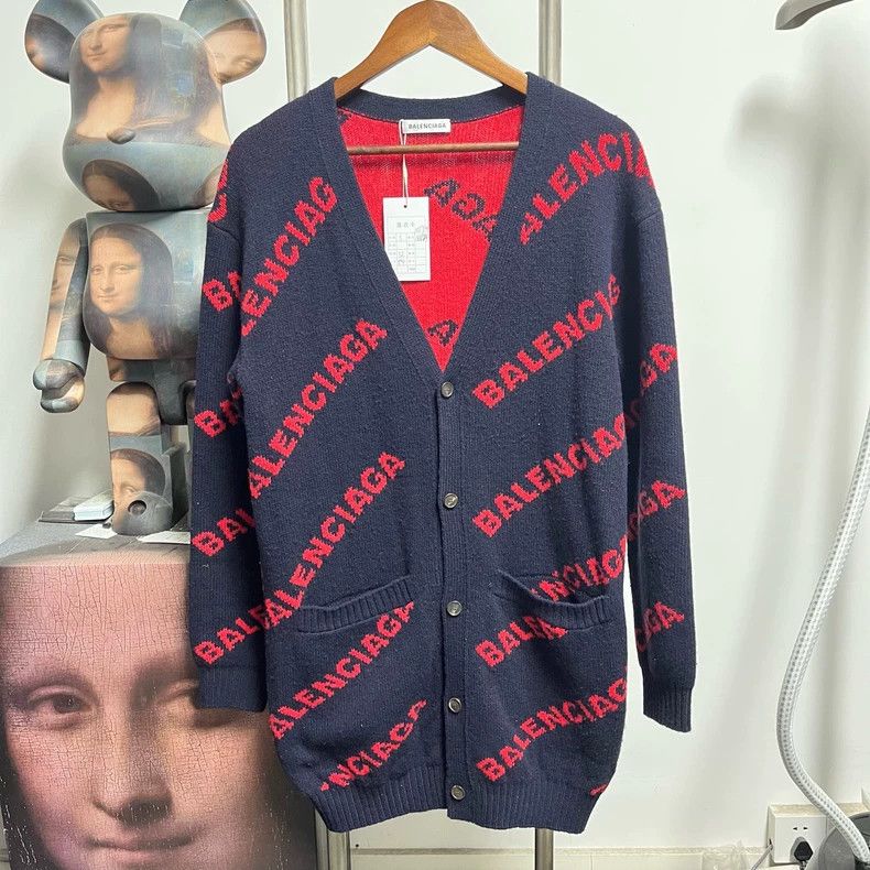 Balenciaga Balenciaga Logo Print Cardigan M1714 - dmc Size US S / EU 44-46 / 1 - 1 Thumbnail