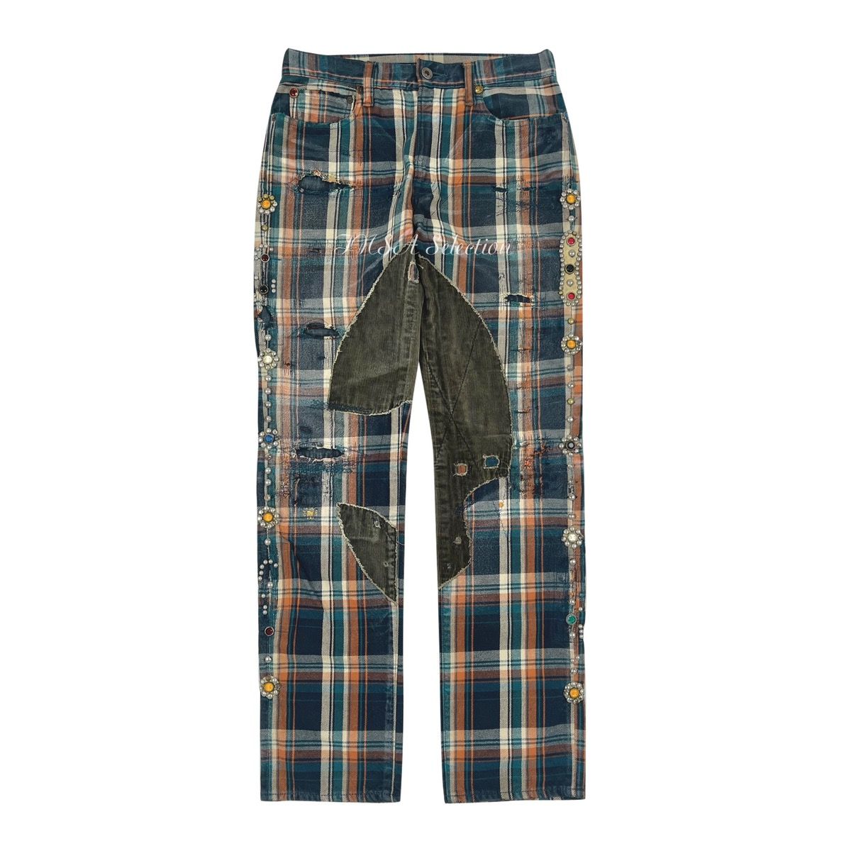Pre-owned Kapital X Kapital Kountry Fw2014 Distressed Gemstone Studded Pant In Multicolor
