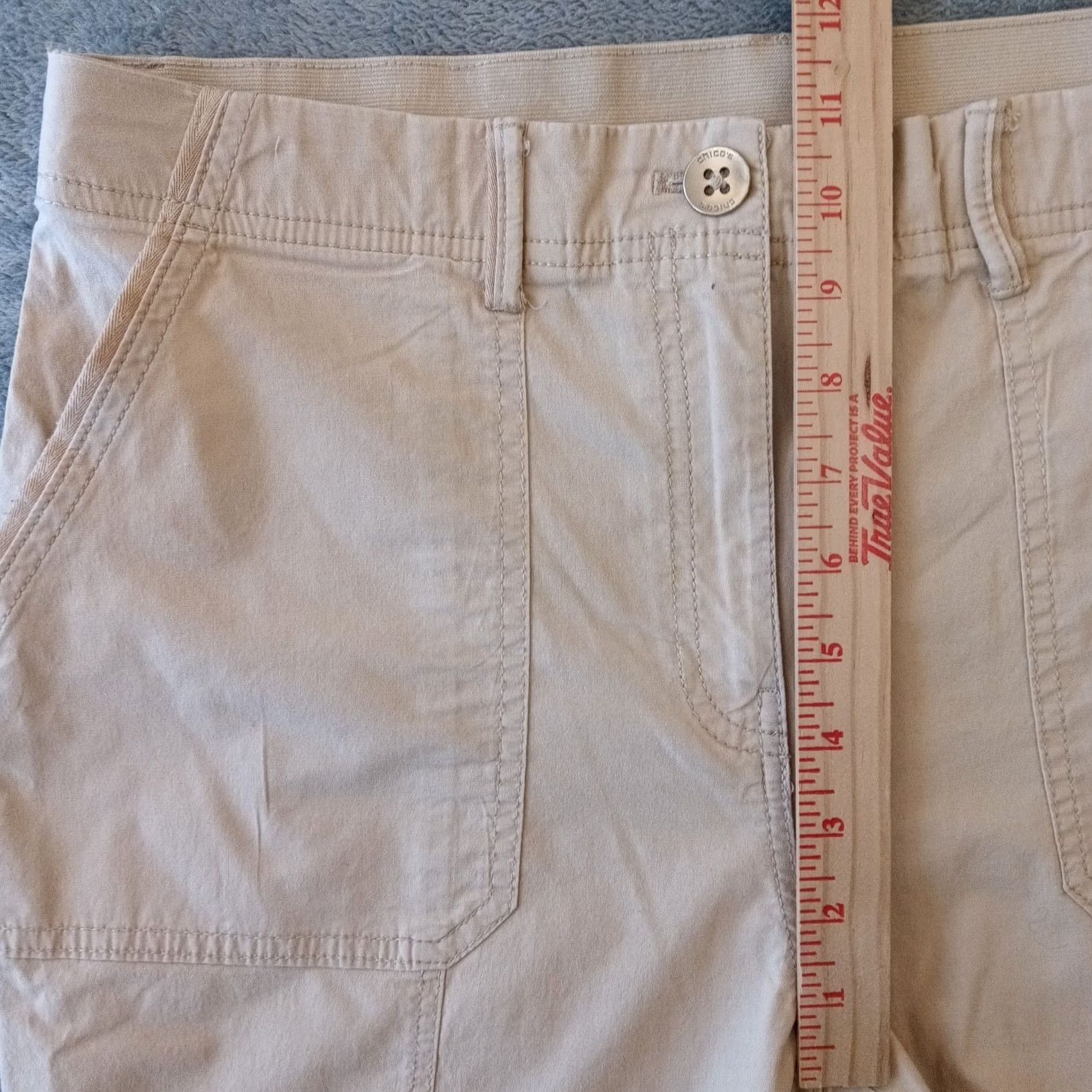 Vintage Chico's Cropped Pants Womens Size 8 Beige Roll Tab Leg 33x23 High Rise Size 30" / US 8 / IT 44 - 5 Thumbnail