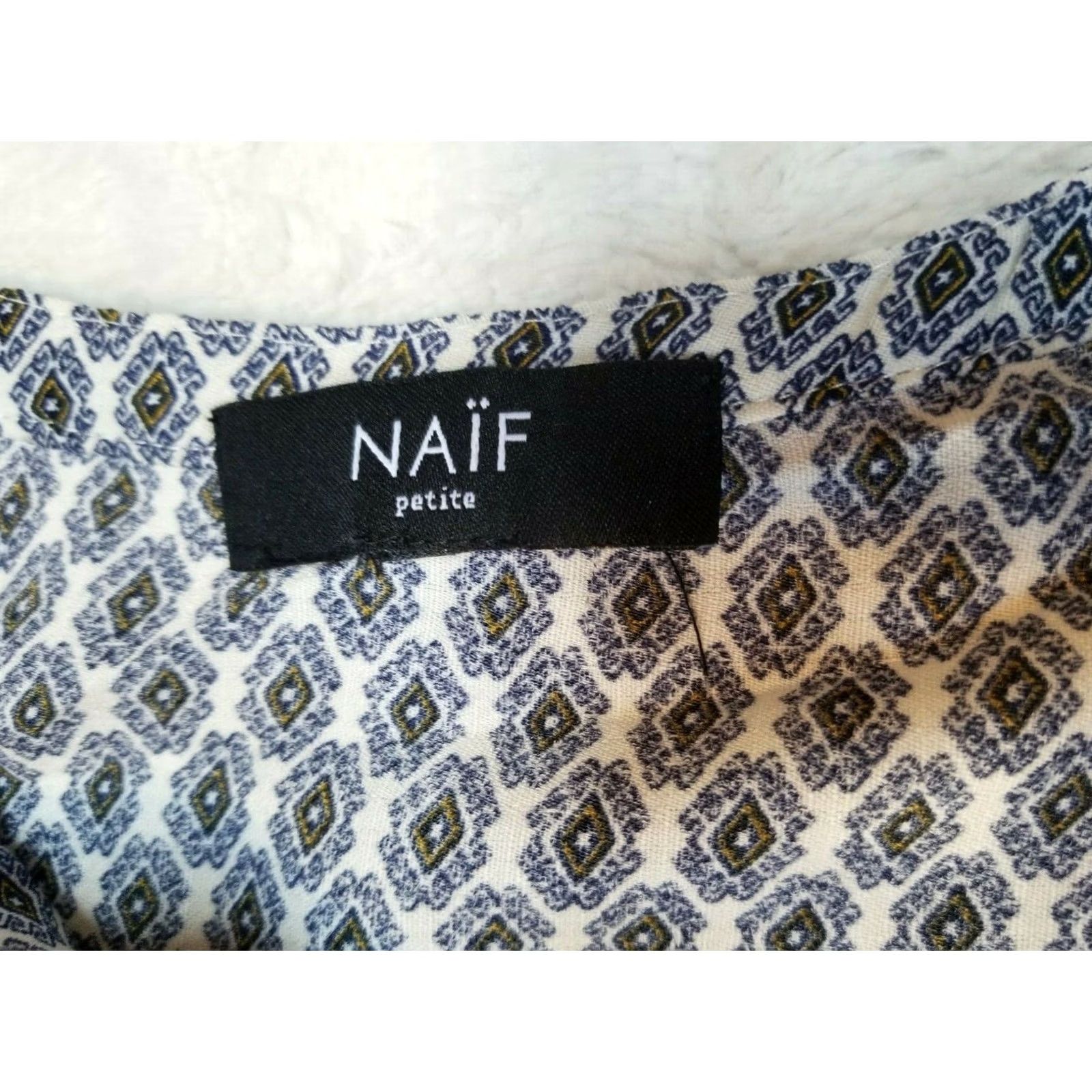 Vintage Naif Dress Petite Size PXL Navy Split Neck Shift Sleeveless Boho Style Womens Size XL / US 12-14 / IT 48-50 - 3 Thumbnail