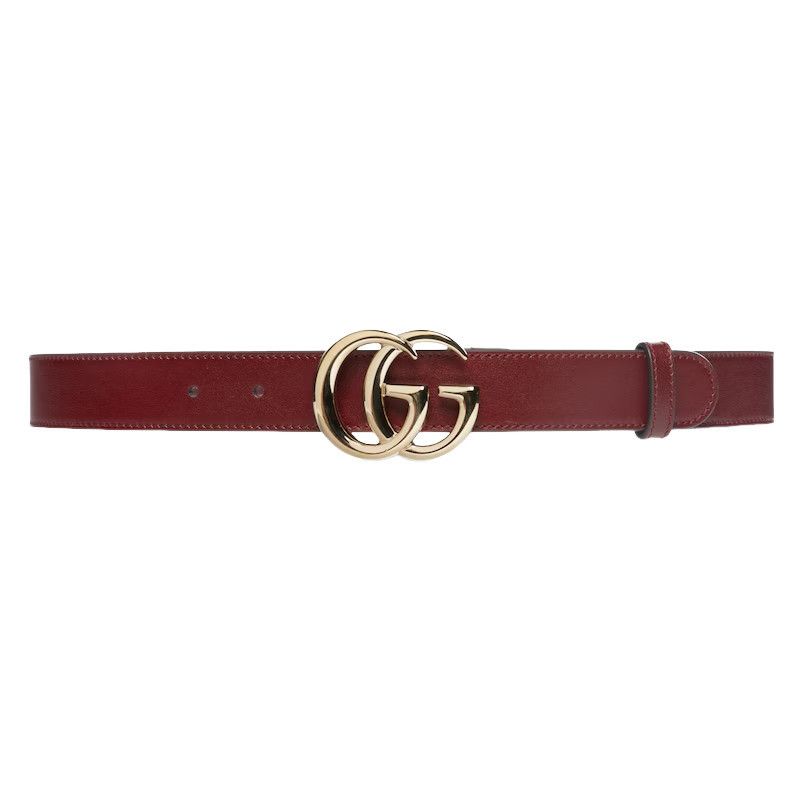GUCCI $550 Rosso Ancora Red Thin Leather Belt New And Authen