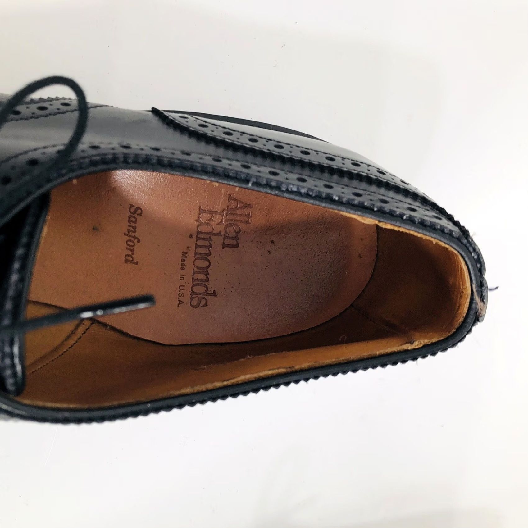 Allen Edmonds ALLEN EDMONDS / SANFORD - Mens 11B Cap Toe Oxford Shoes Dress Oxfordmen 11 Black Leather Cap Toe Shoes Sanford Mens 11B Oxfo Rd 90s? Size ONE SIZE - 3 Thumbnail