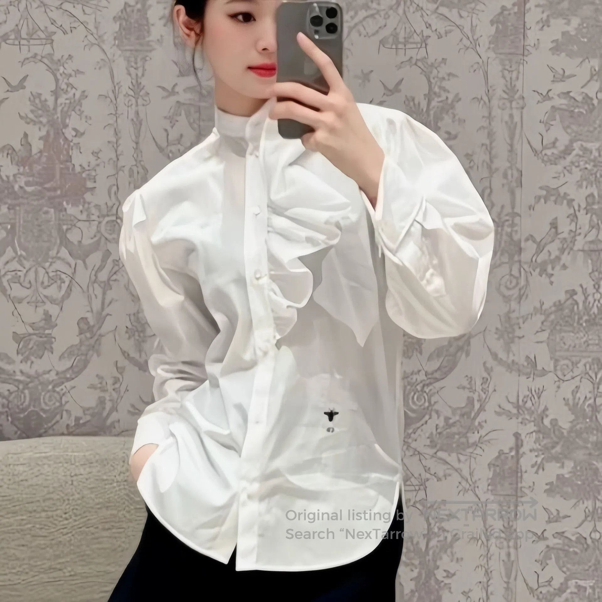 Dior Dior Solid Cotton Pleated Collar Shirt. Size XS / US 0-2 / IT 36-38 - 8 Thumbnail