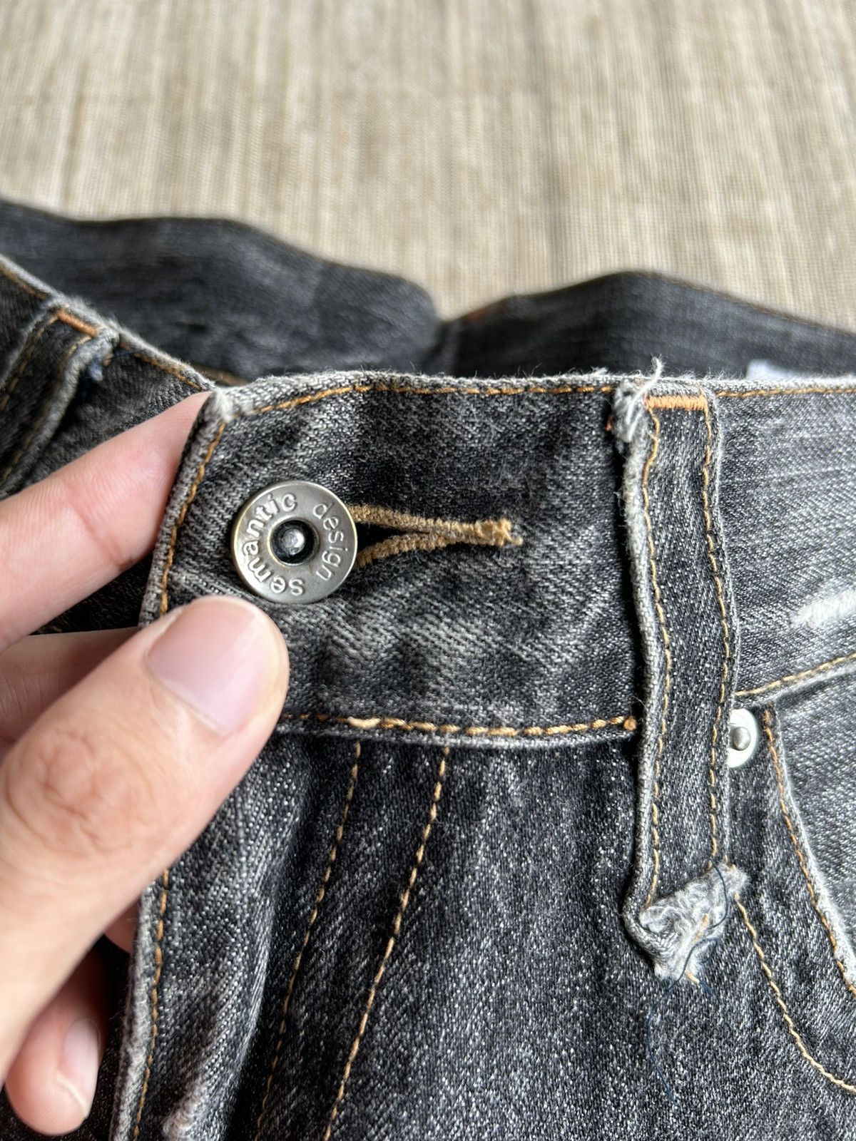 Japanese Brand Flare Semantic design disteressed denim🎌☠️☠️ Size US 34 / EU 50 - 6 Thumbnail