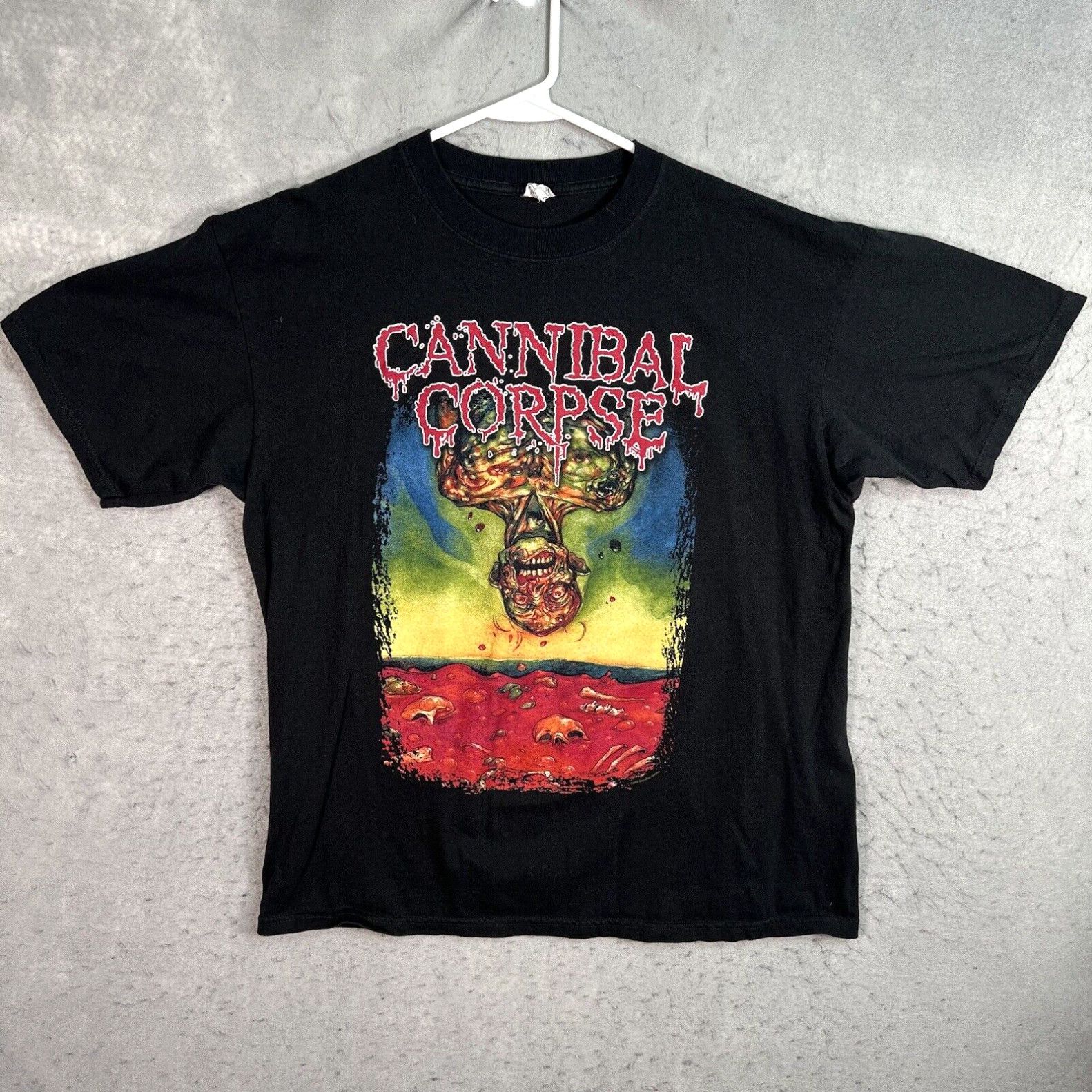 image of Anvil Vintage 2006 Cannibal Corse Submerged In Boiling Flesh T Shirt Adult XL Black in White, Men's