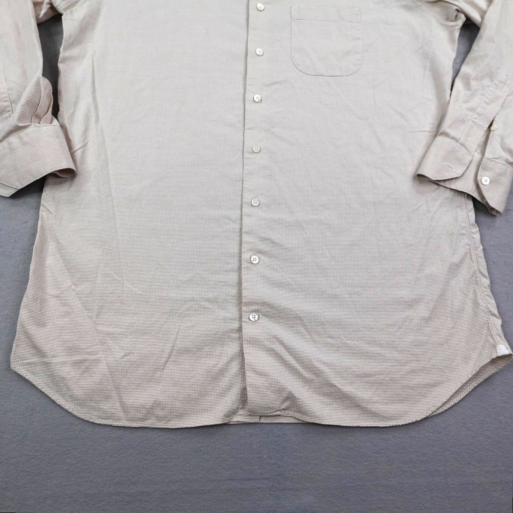 Vintage Oxxford Clothes Dress Shirt Mens XL Beige Micro Checkered Classic Button Down Size US XL / EU 56 / 4 - 4 Thumbnail