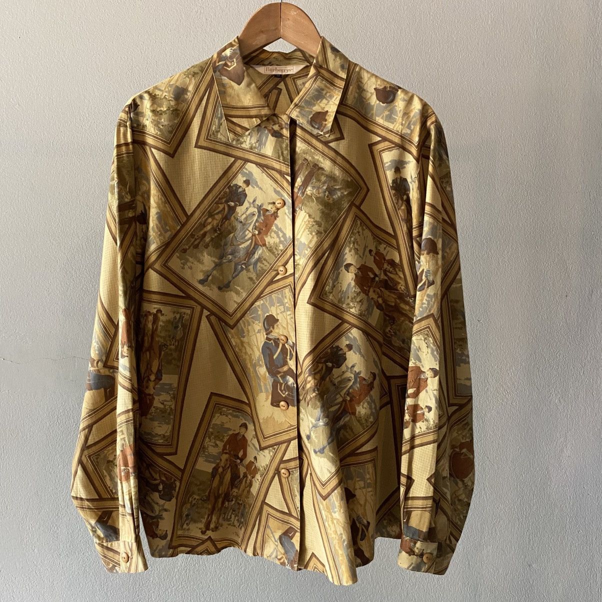 Burberry Burberry Vintage gold Equestrian Print Shirt Size L / US 10 / IT 46 - 22 Thumbnail