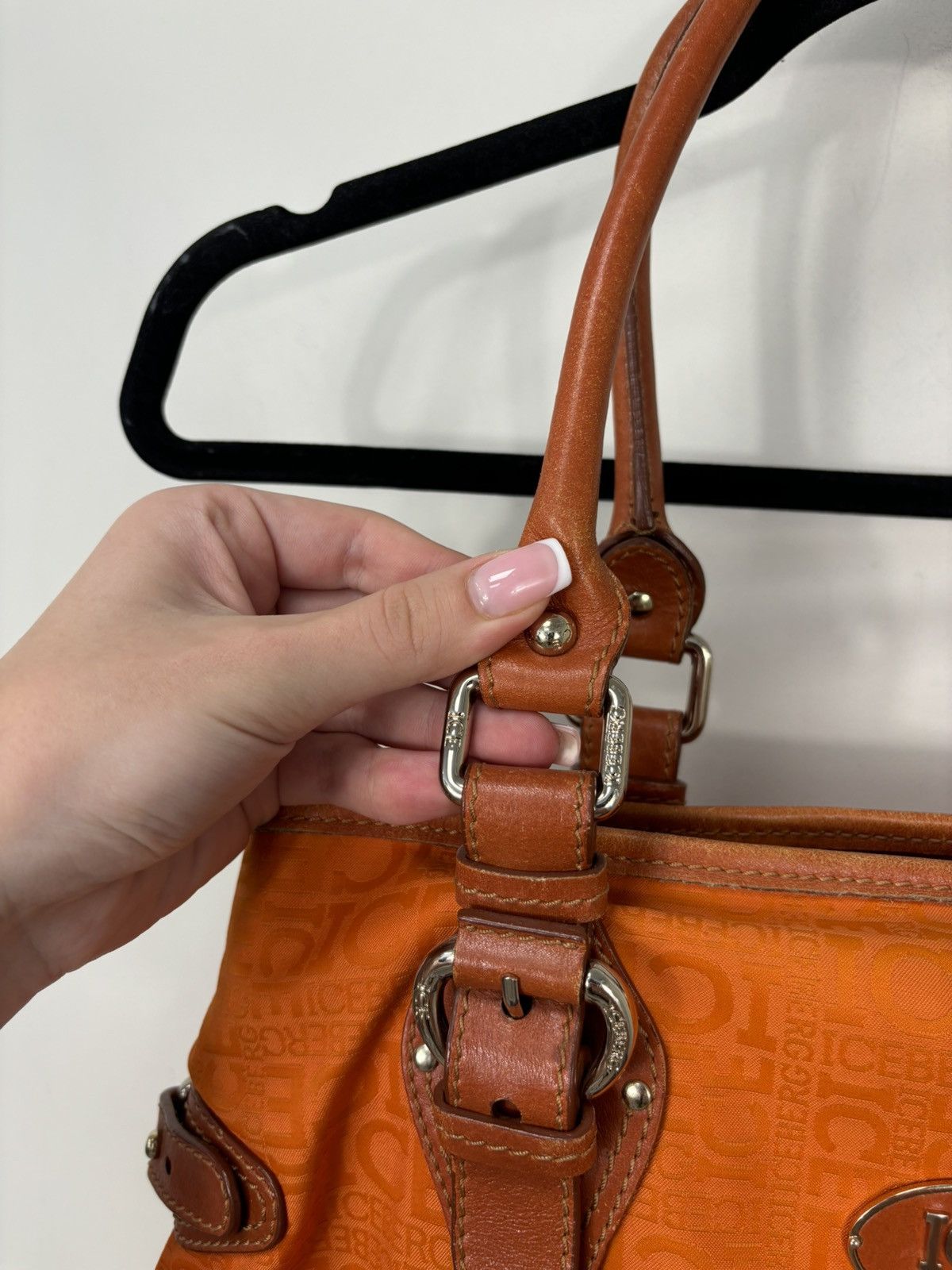 Iceberg Iceberg Vintage Designer Rare Orange Canvas Leather Tote Bag Size ONE SIZE - 6 Thumbnail