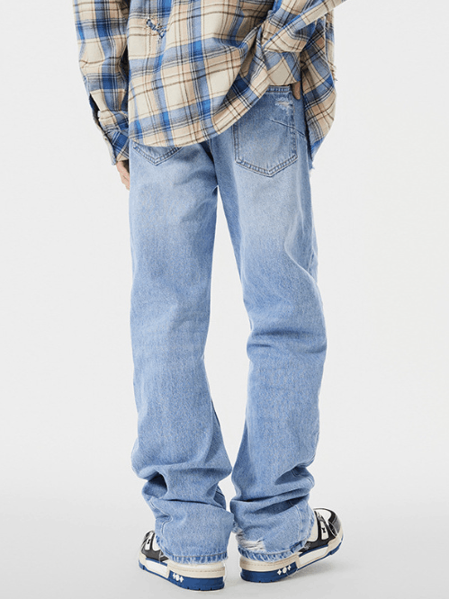 Japanese Brand American street trend distressed straight-leg ripped jeans Size US 32 / EU 48 - 3 Thumbnail