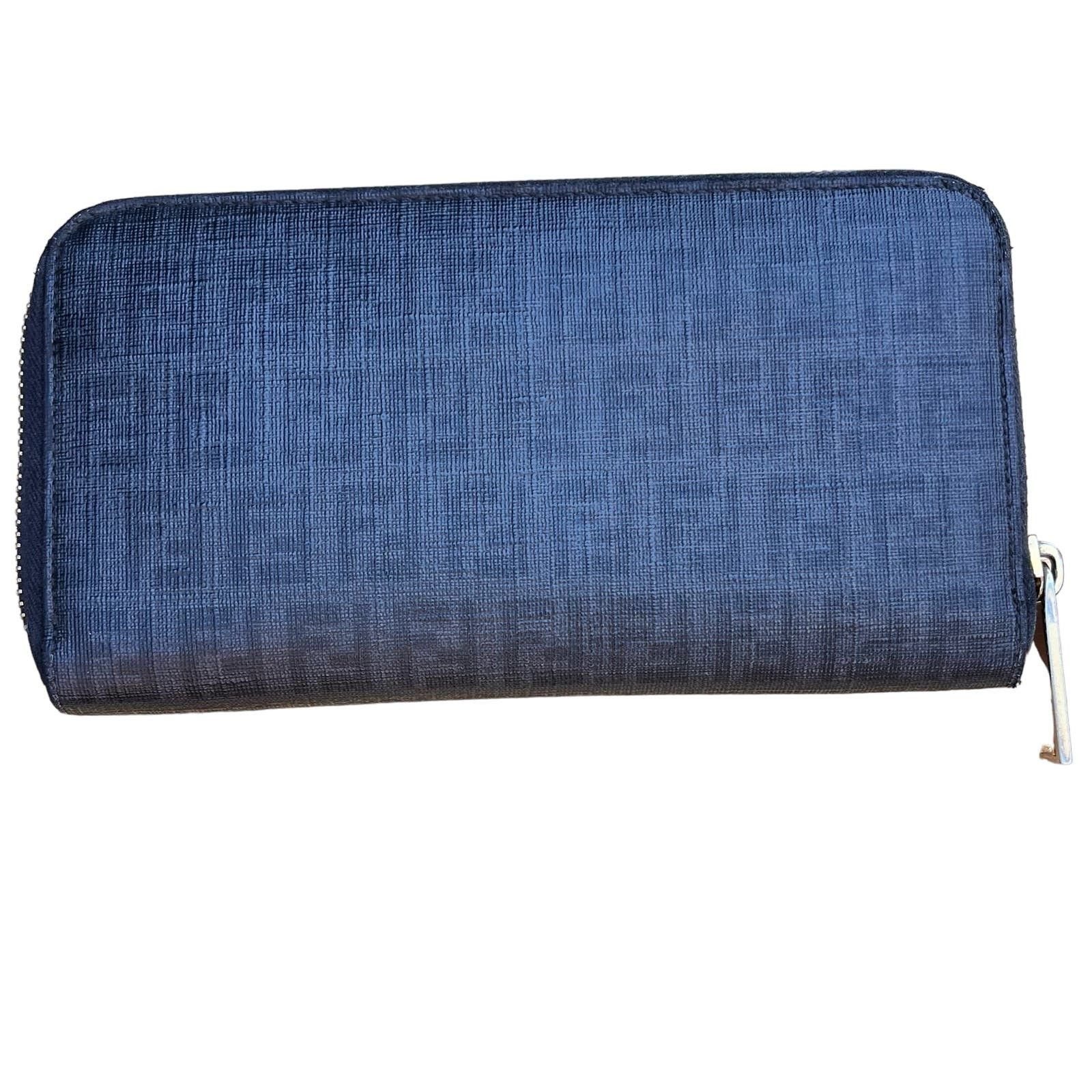 image of Fendi Ff Zucchino Coated Canvas Zip Around Wallet Black, Women's