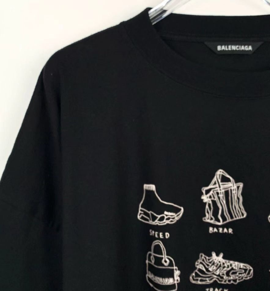 Balenciaga Balenciaga logo letter pattern printed round neck black cot Size US M / EU 48-50 / 2 - 3 Thumbnail