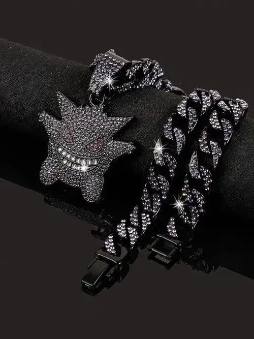 Japanese Brand Pokemon Purple Ice Cuban Necklace Size ONE SIZE - 1 Thumbnail