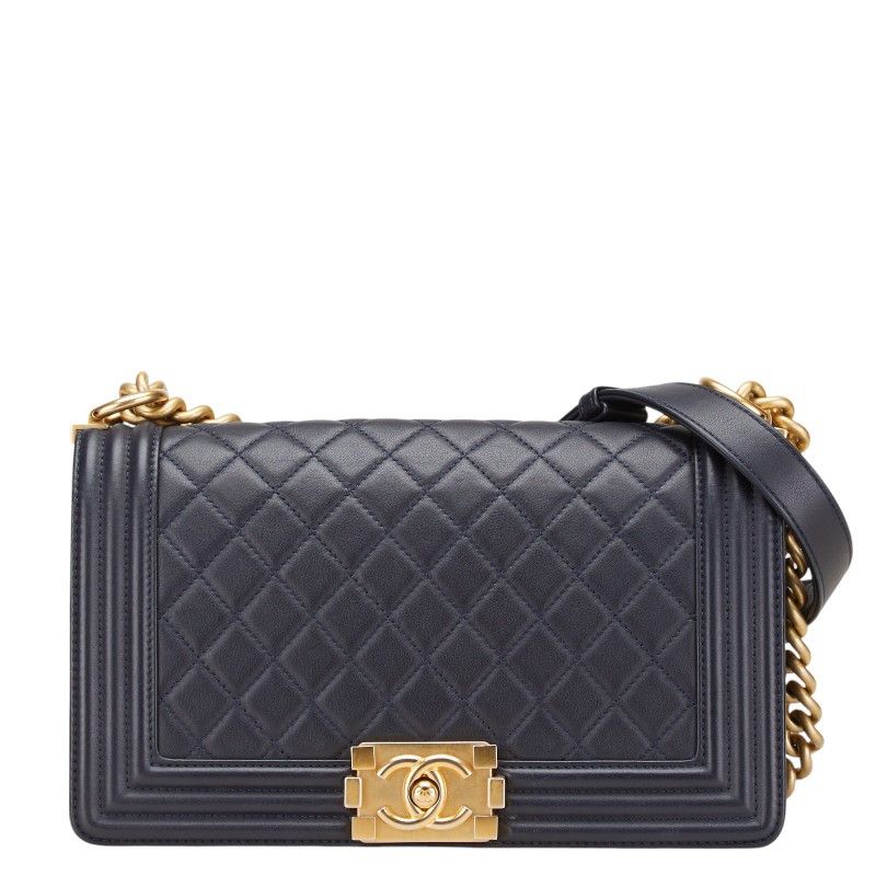 Chanel Chanel Lambskin Boy Chanel 25 Shoulder Bag Leather Crossbody Bag 25 in Blue, Women's