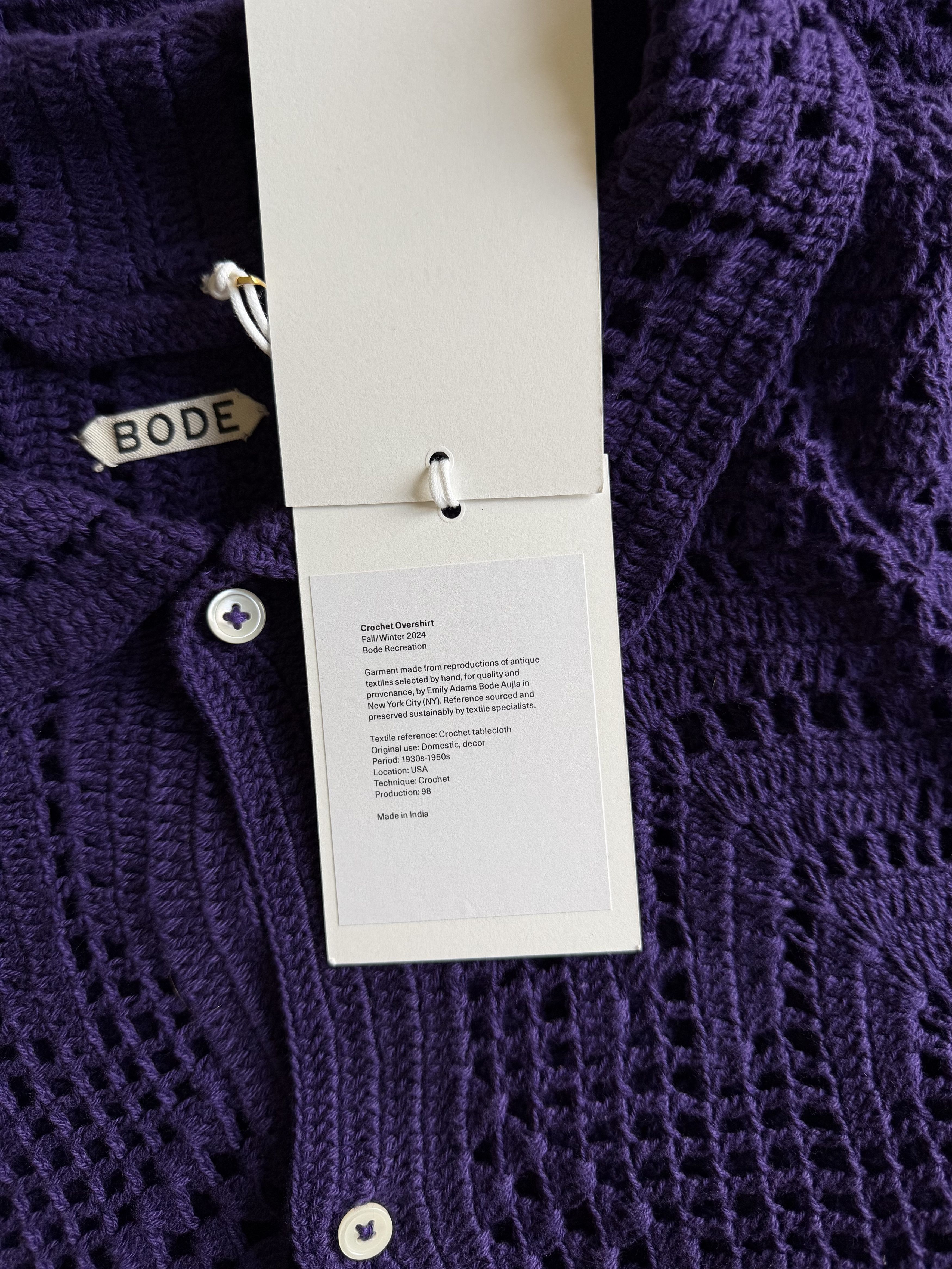Bode Bode Crochet Overshirt in Purple Size US XXL / EU 58 / 5 - 6 Thumbnail