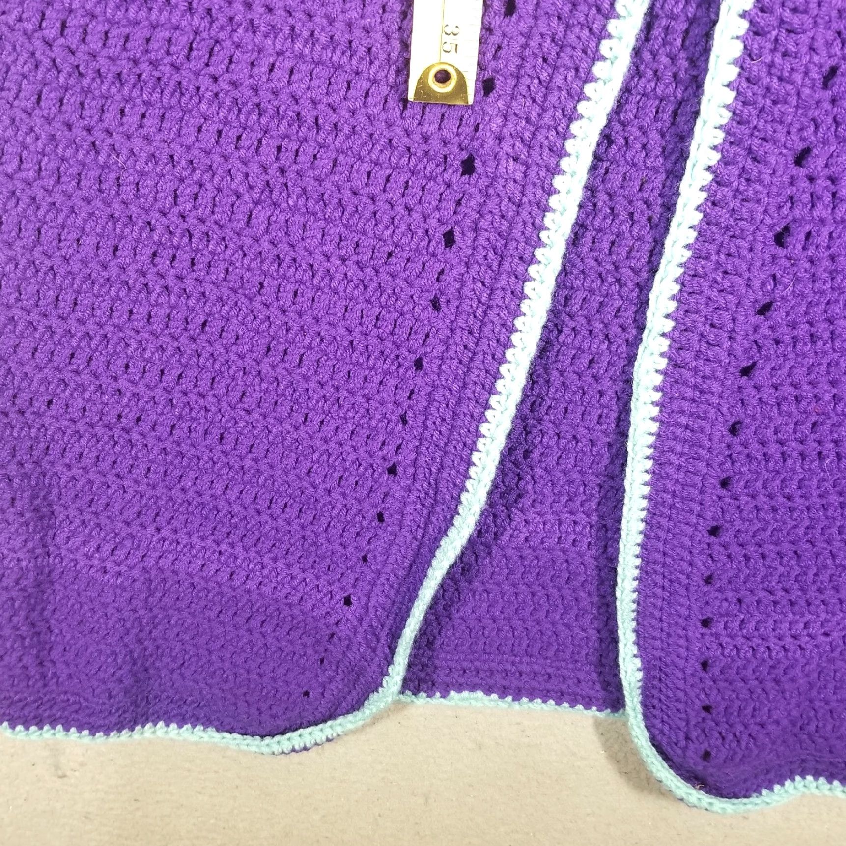 Vintage Vintage Handmade Crochet Duster Cardigan Robe Hat Woman 2XL Purple Teal 90s Bohemian Gothic Retro Hipster Rock Punk Shirt? Size XXL / US 16-18 / IT 52-54 - 6 Thumbnail
