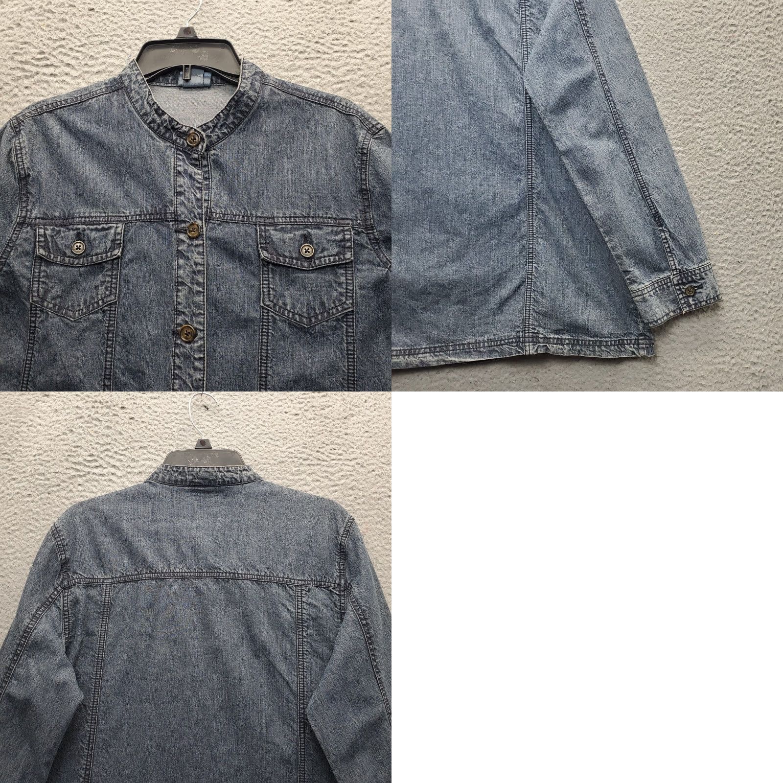 Vintage Classic Elements Trucker Jacket Womens XL Blue Denim Long Sleeve Button Front Size XL / US 12-14 / IT 48-50 - 8 Thumbnail