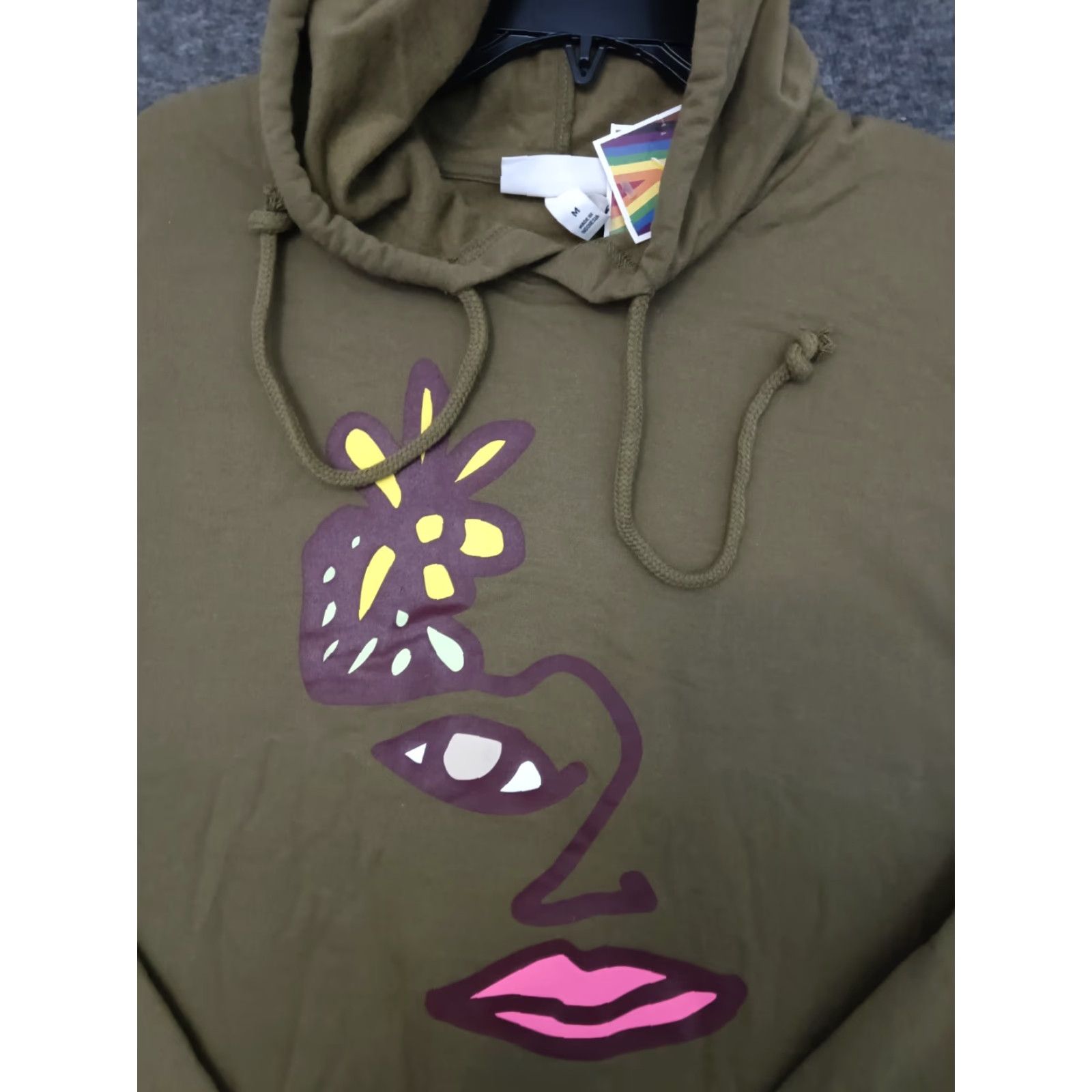 Olive Pride Adult Hoodie Cropped Long Sleeve Olive Green M Pride Hoodie Adult Olive Green Graphic Print Winter Spring Fall Womens Mens Size M / US 6-8 / IT 42-44 - 3 Thumbnail