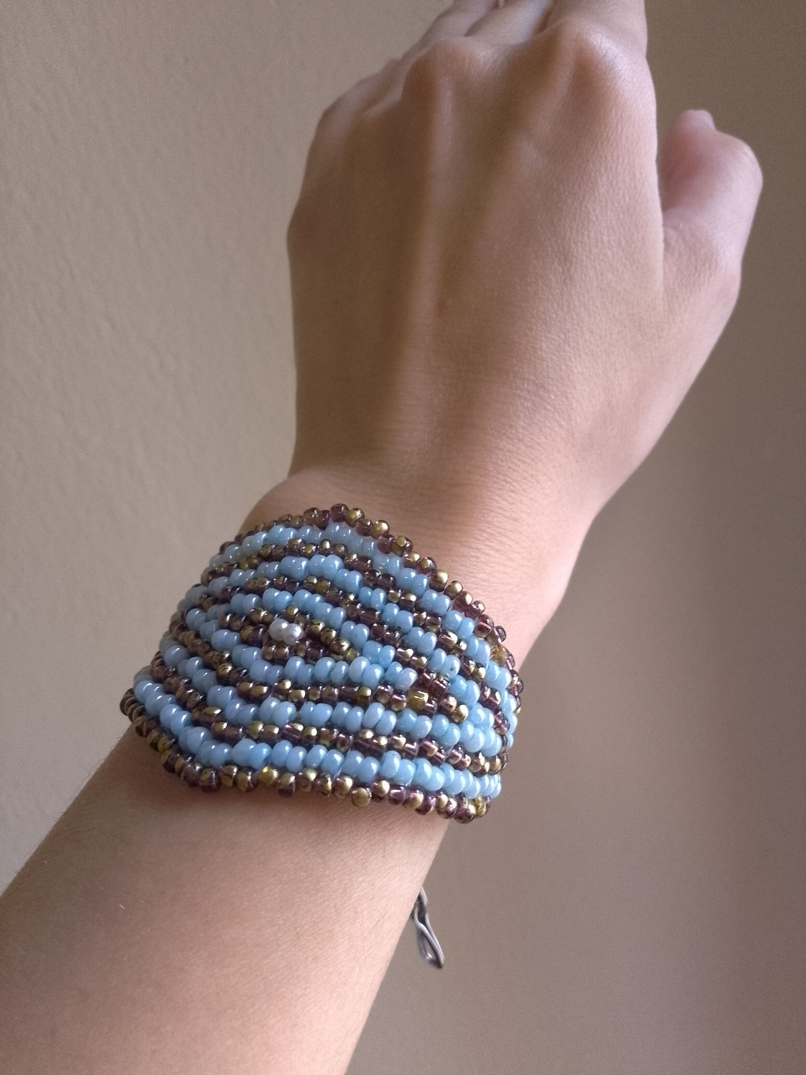 Handmade Ethnic bracelet Native Americans style golden/blue Size ONE SIZE - 5 Thumbnail