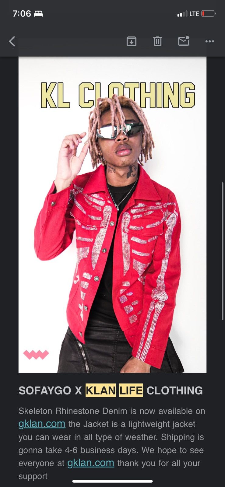 Designer Klan life skeleton denim jacket Size US S / EU 44-46 / 1 - 6 Thumbnail