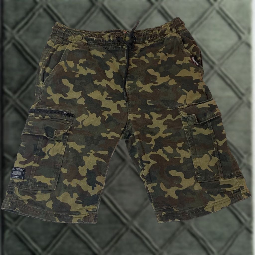 Akademiks AKADEMIKS Camouflage Shorts Mens S Green Cargo Drawstring Hip Hop Shirt/Shorts Size US 29 - 1 Thumbnail