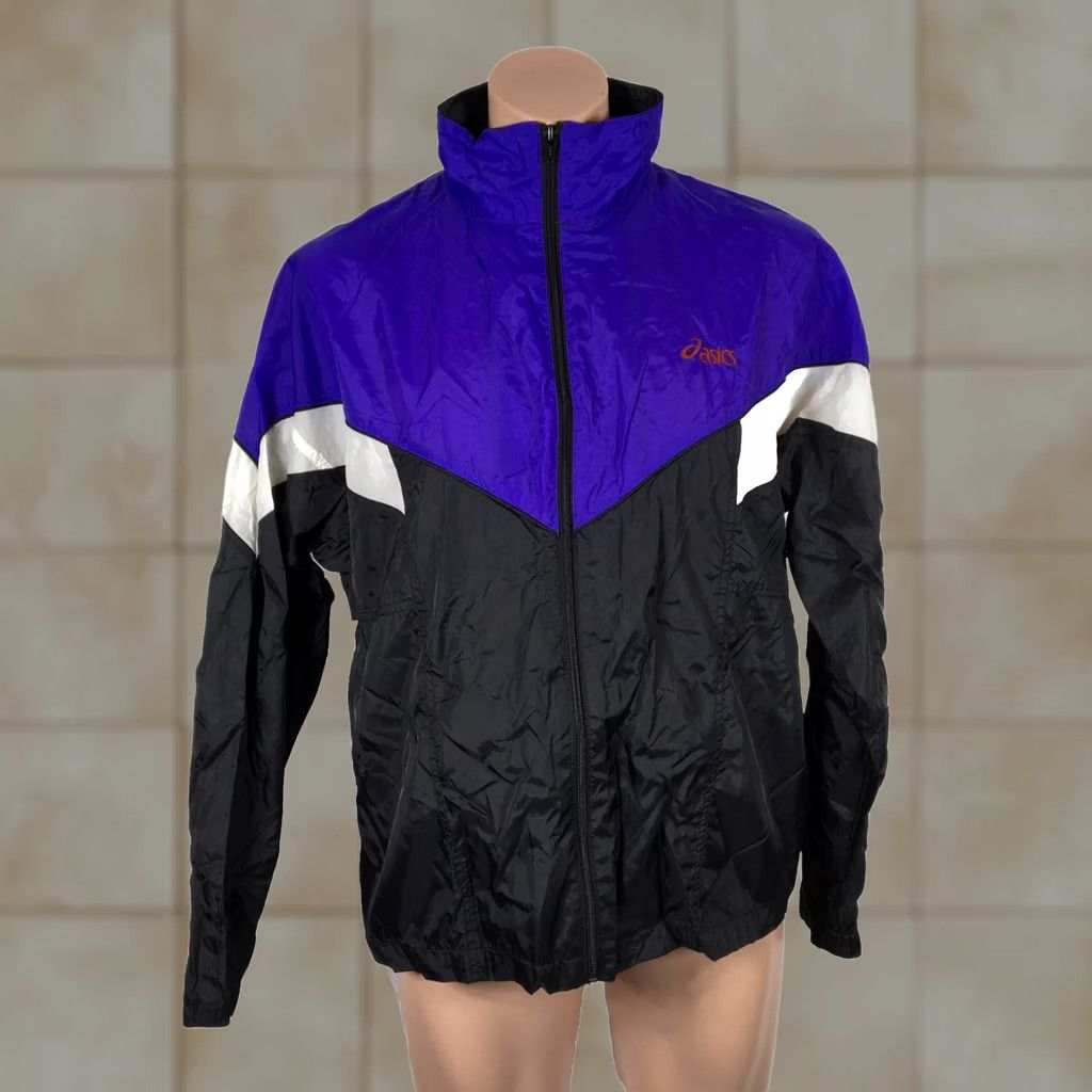 Asics ASICS Windbreaker Jacket Mens M Purple 80s 90s Vintage Lightweight Detachable Hood Nylon Rain Winter Trackstyle Size US M / EU 48-50 / 2 - 1 Thumbnail