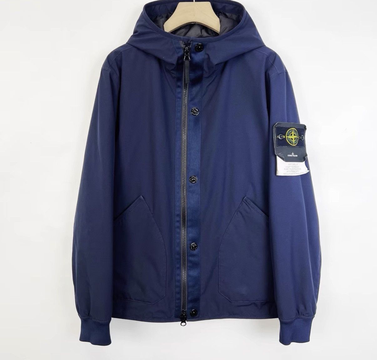 Stone Island Blue Hooded Zip-Up Jacket with Button Accents Size US L / EU 52-54 / 3 - 1 Thumbnail