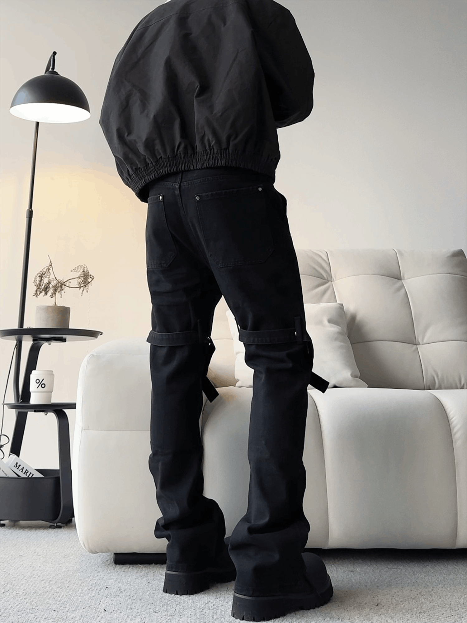 Black Skinny Stacked Flare Jeans