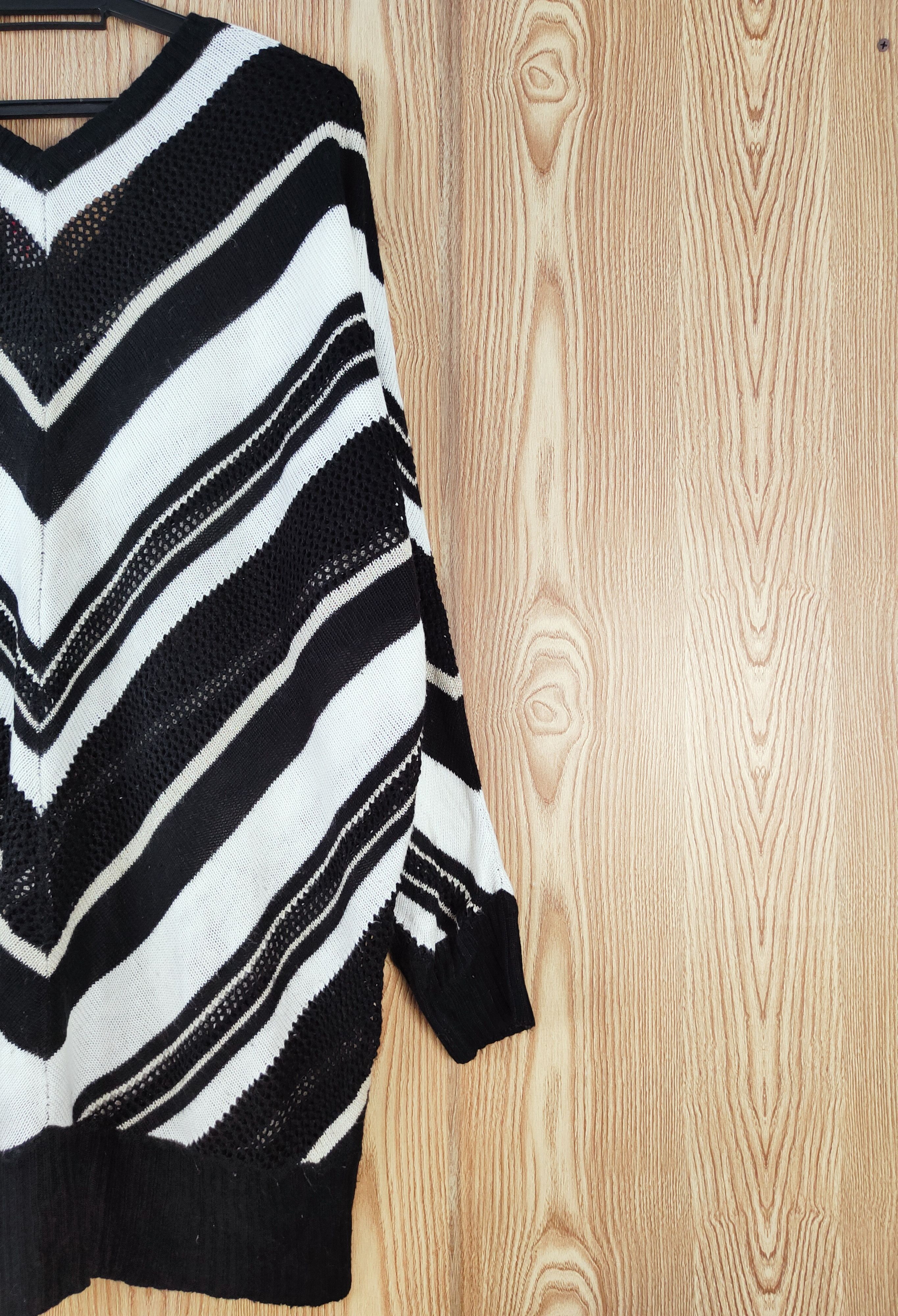 Homespun Knitwear × Japanese Brand × Vintage Healthy Karen Black White Knitwear Blouses #W476 Size XL / US 12-14 / IT 48-50 - 10 Thumbnail