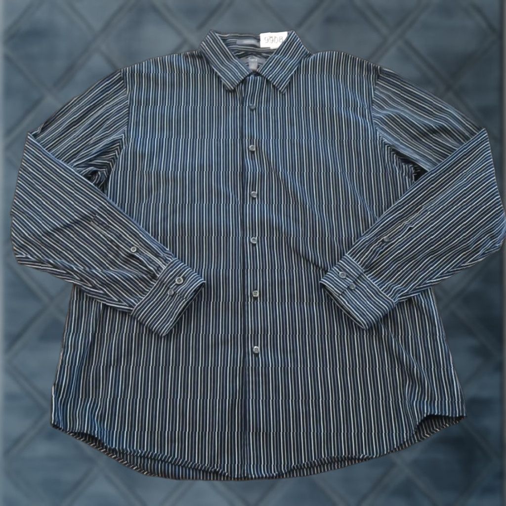 Apt. 9 Apt. 9 Shirt Mens Large Black Purple Striped Long Sleeve Button Up Cotton Size US L / EU 52-54 / 3 - 1 Thumbnail