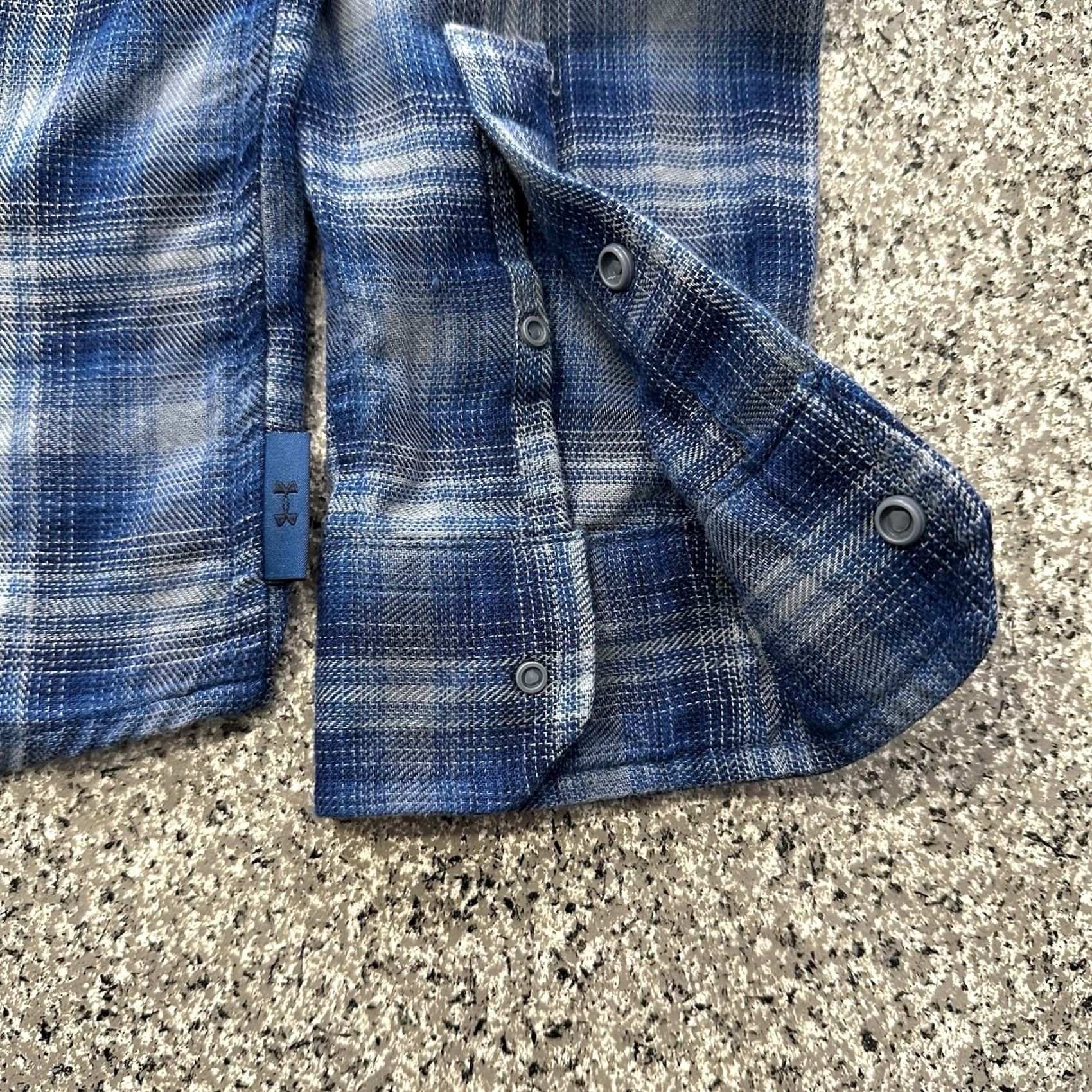 Under Armour Under Armour Tradesman Flex Flannel Long Sleeve Snap Button Shirt Mens M Blue Size US M / EU 48-50 / 2 - 7 Thumbnail