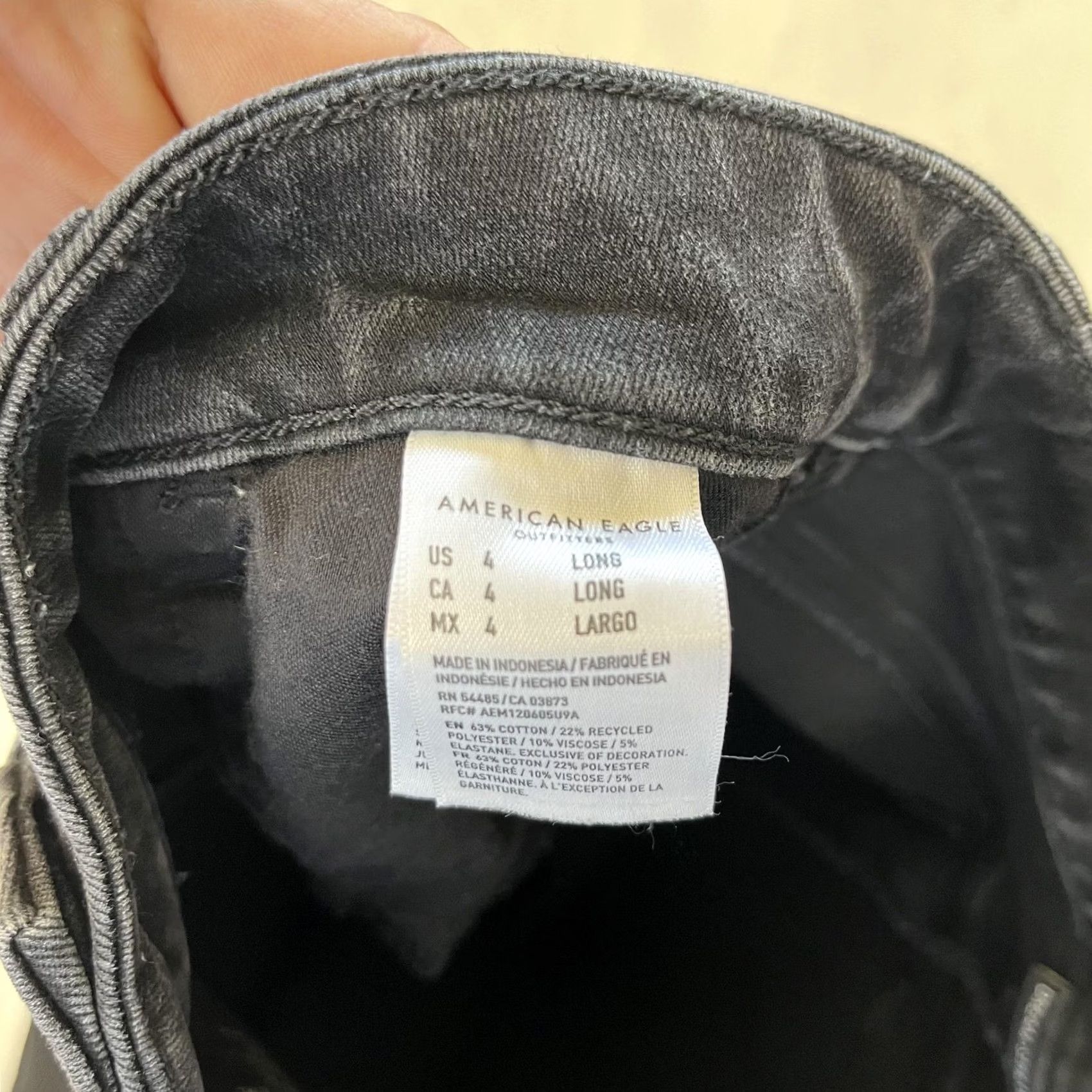 American Eagle Outfitters American Eagle Jegging Jeans Womens 4 Long Charcoal Gray Wash Denim Slim Stretch Pocket 5-Pocket Logo Zipper Size 27" / US 4 / IT 40 - 5 Thumbnail