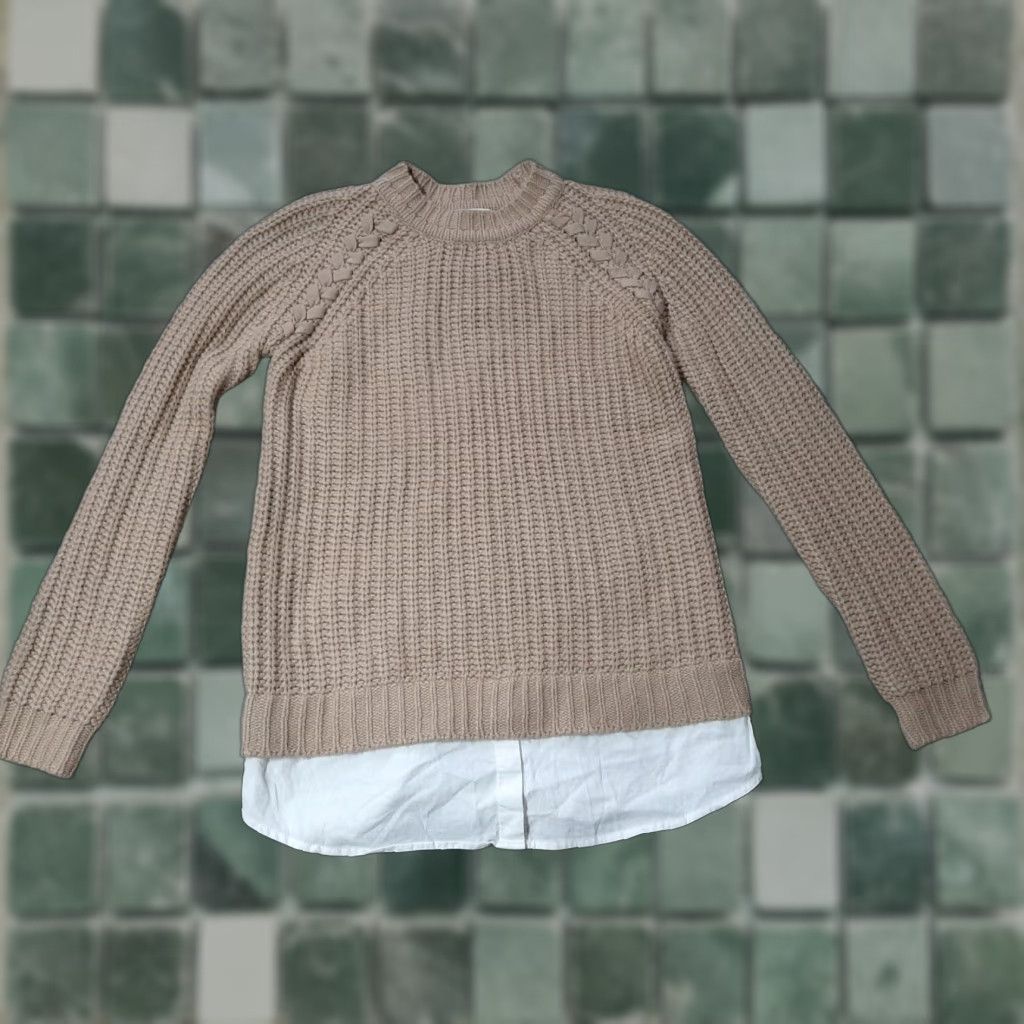 BB Dakota BB Dakota Womens Sweater XS Pink Knit Long Sleeve Pullover Tan Boho Scoop Neck Regular Size XS Womens Size XS / US 0-2 / IT 36-38 - 1 Thumbnail