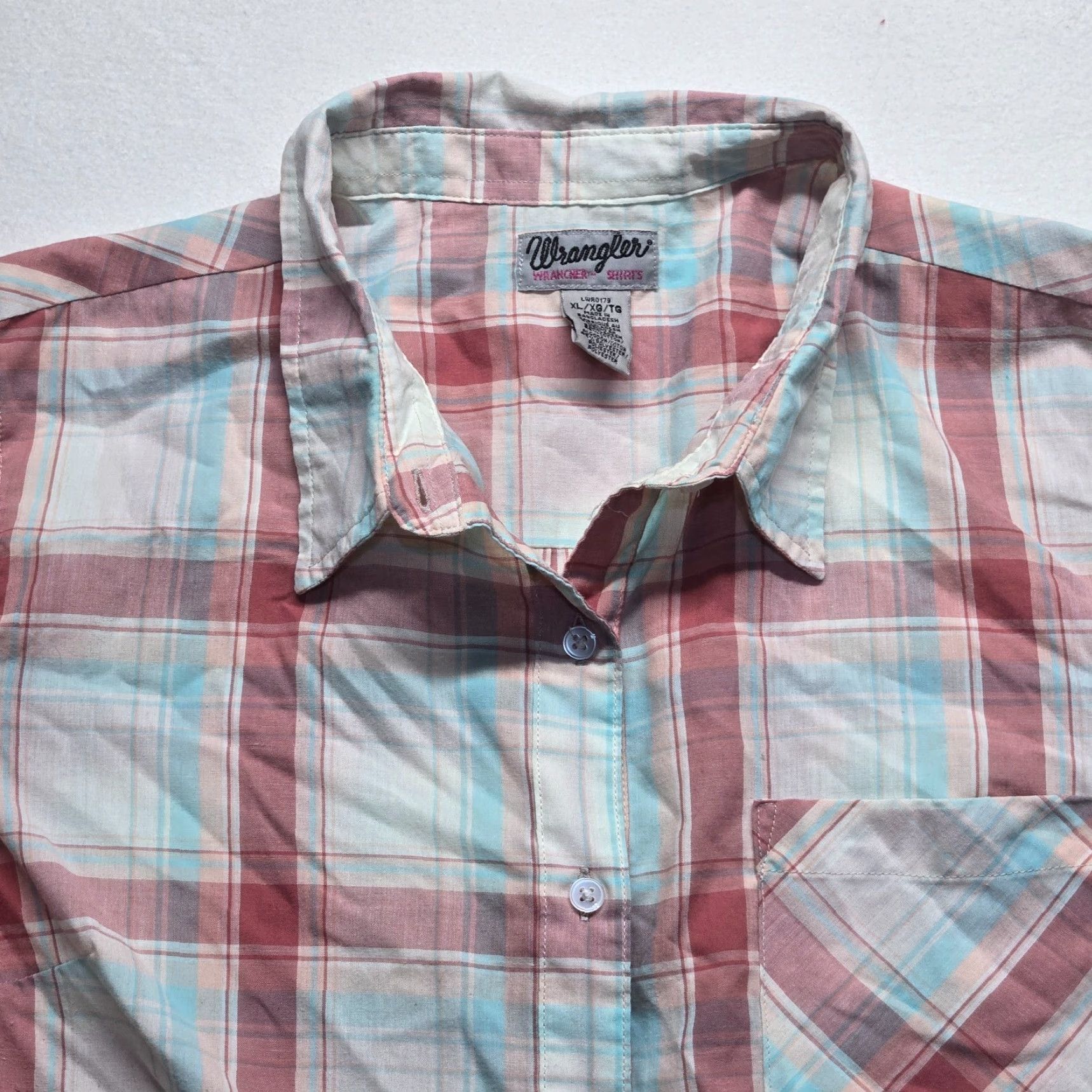 Wrangler Wrangler Shirt Western Multicolor Plaid Short Sleeve Adult Men XL Size 40" / US 18 - 2 Thumbnail
