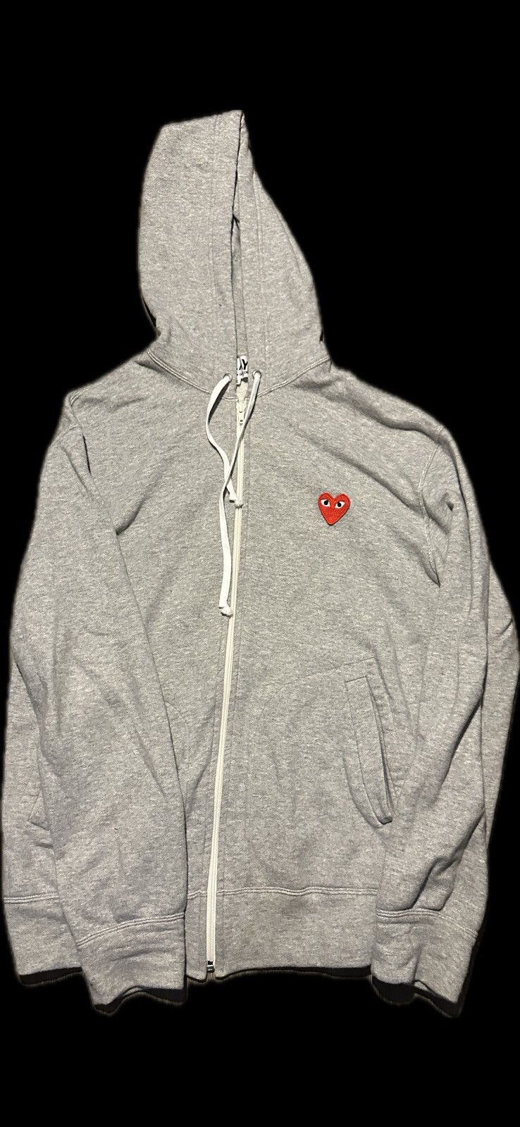 image of Comme Des Garcons Play Comme Des Garçons Play Heart Hoodie in Grey, Men's (Size XL)