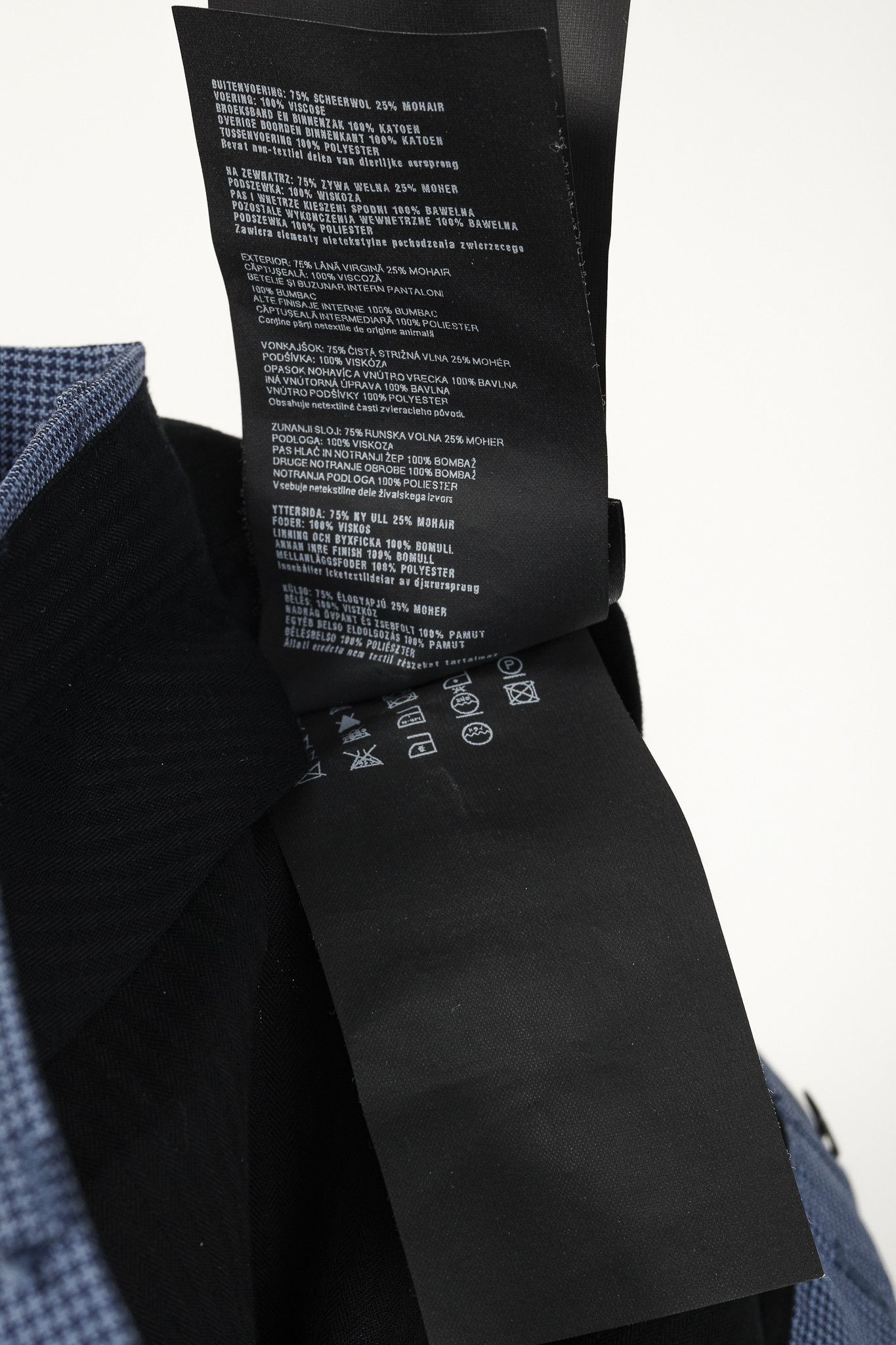 Prada Prada Blue-Micro-Houndstooth Virgin Wool Cuffed Trousers Size 34R - 15 Thumbnail